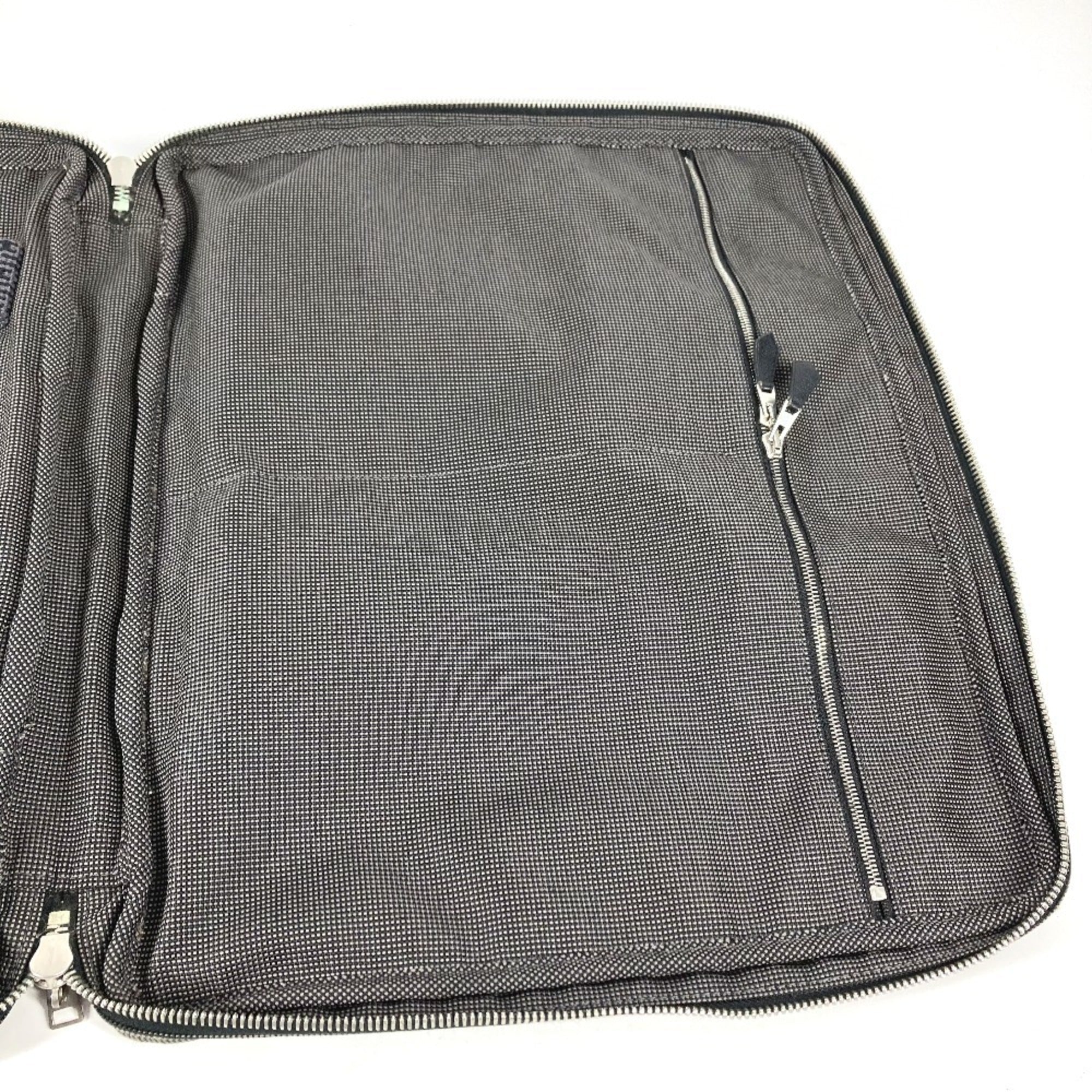 Hermes Gray Canvas Briefcase Handbag (Pre-Owned)