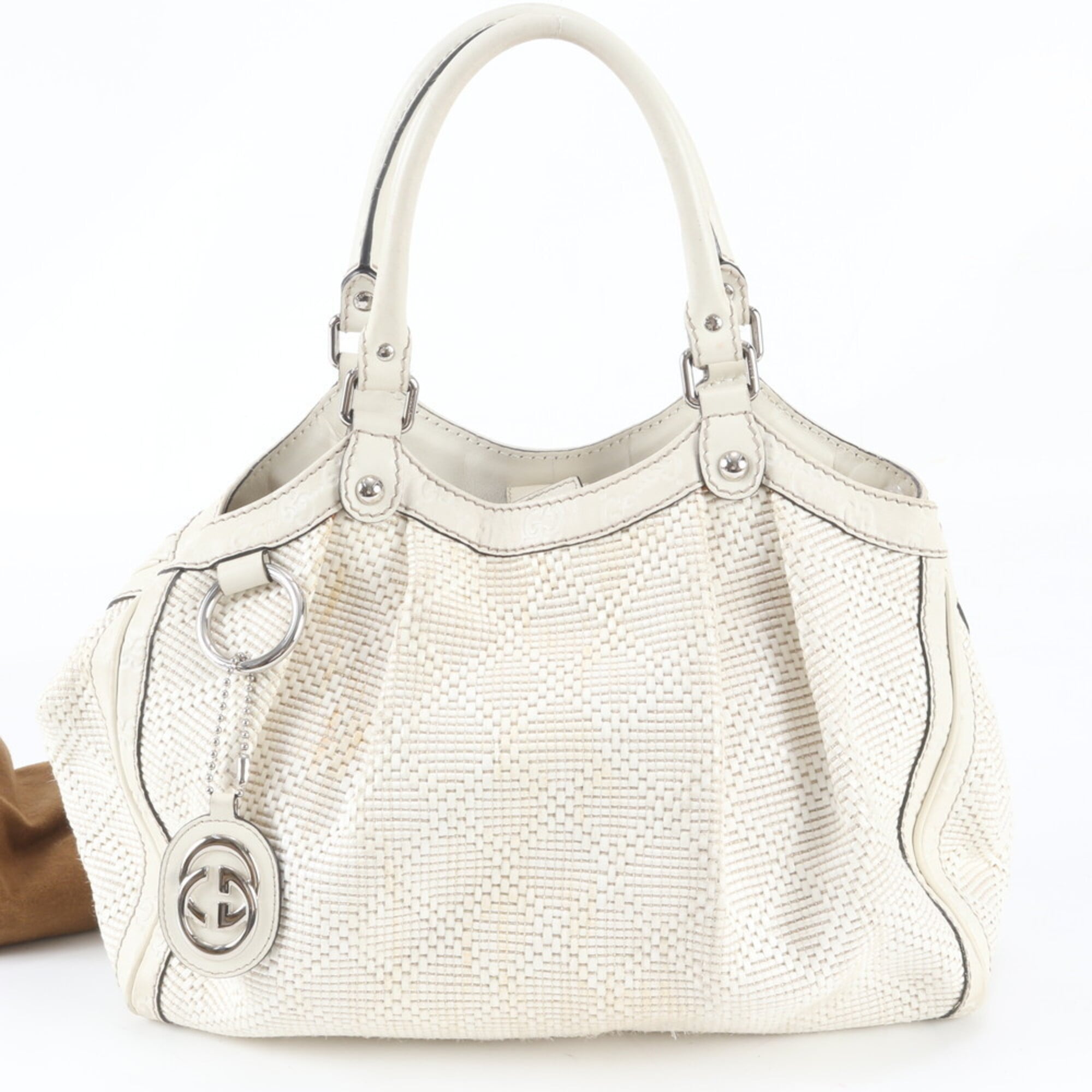 Gucci Ivory Leather Handbag Shoulder Bag Tote Bag (Pre-Owned)