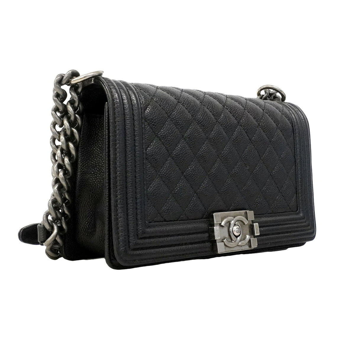 Chanel Black Grained Calfskin Shoulder Bag (Pre-Owned)