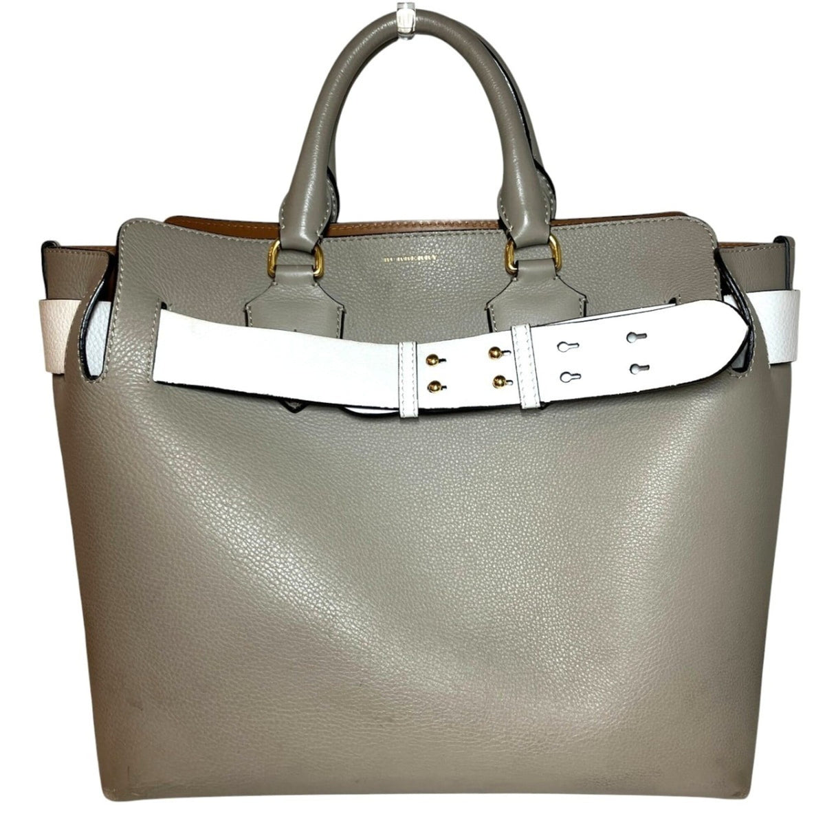 Burberry Grayish Leather Tote Bag (Pre-Owned)