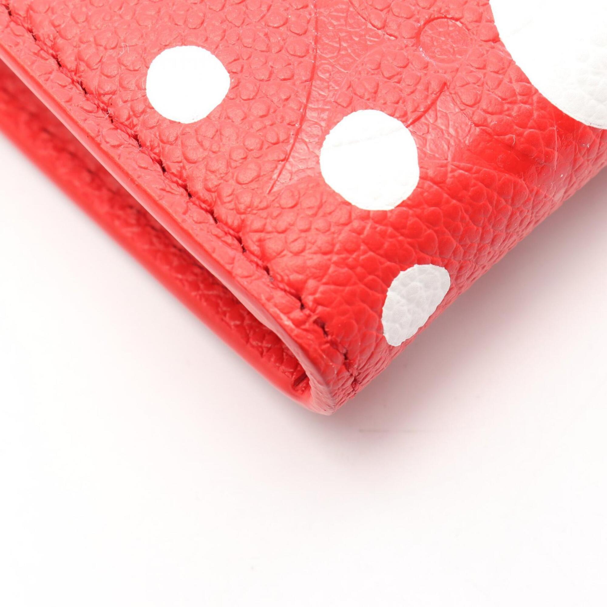 Louis Vuitton Red Color White Leather Long Wallet (Bi-Fold) (Pre-Owned)