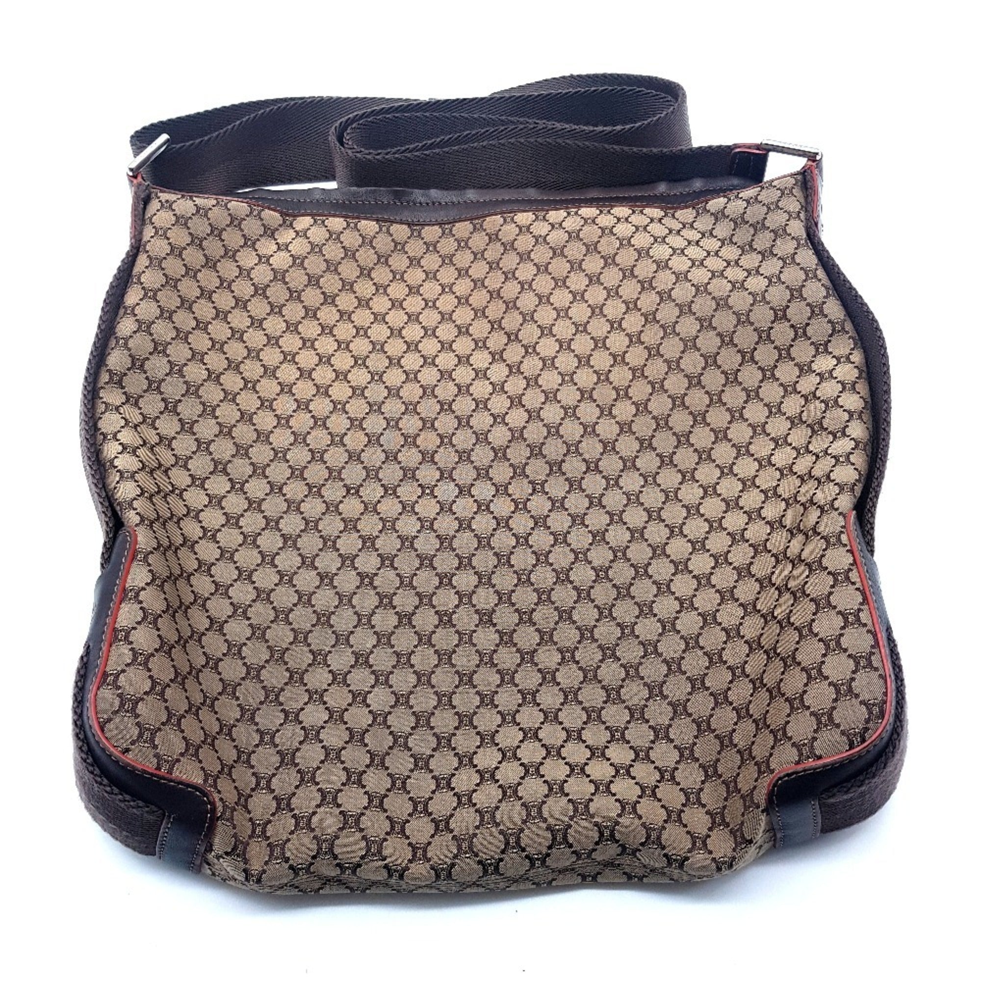 Celine Macadam Brown Canvas Leather Shoulder Bag (Pre-Owned)