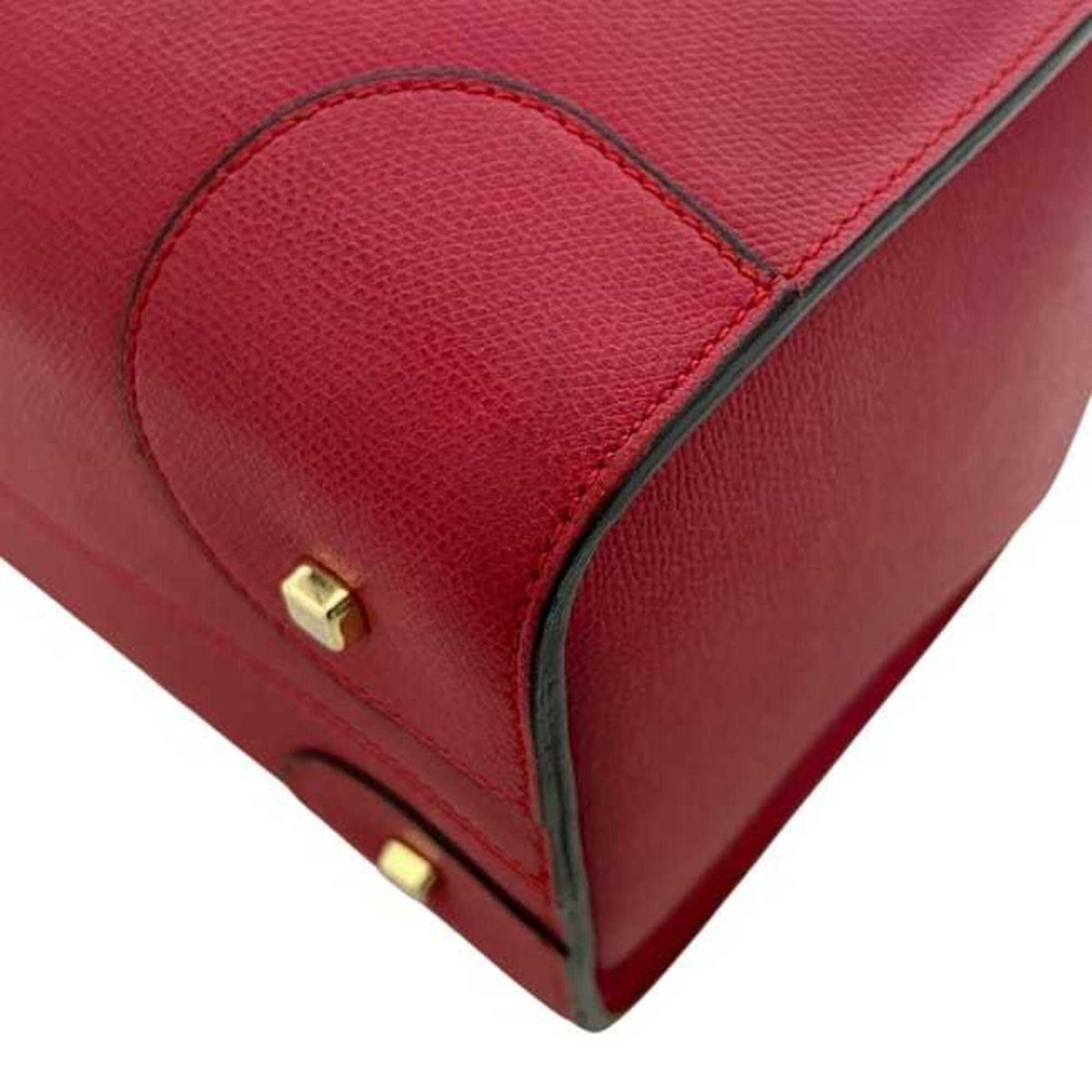 Valextra Red Color Leather Boston Bag Handbag (Pre-Owned)