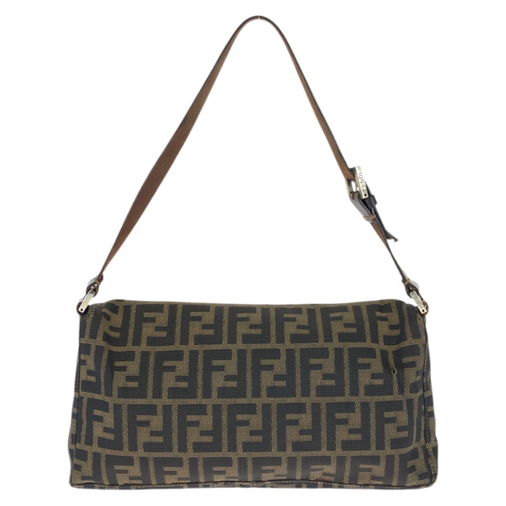 Fendi Brown Canvas Leather Handbag Shoulder Bag (Pre-Owned)