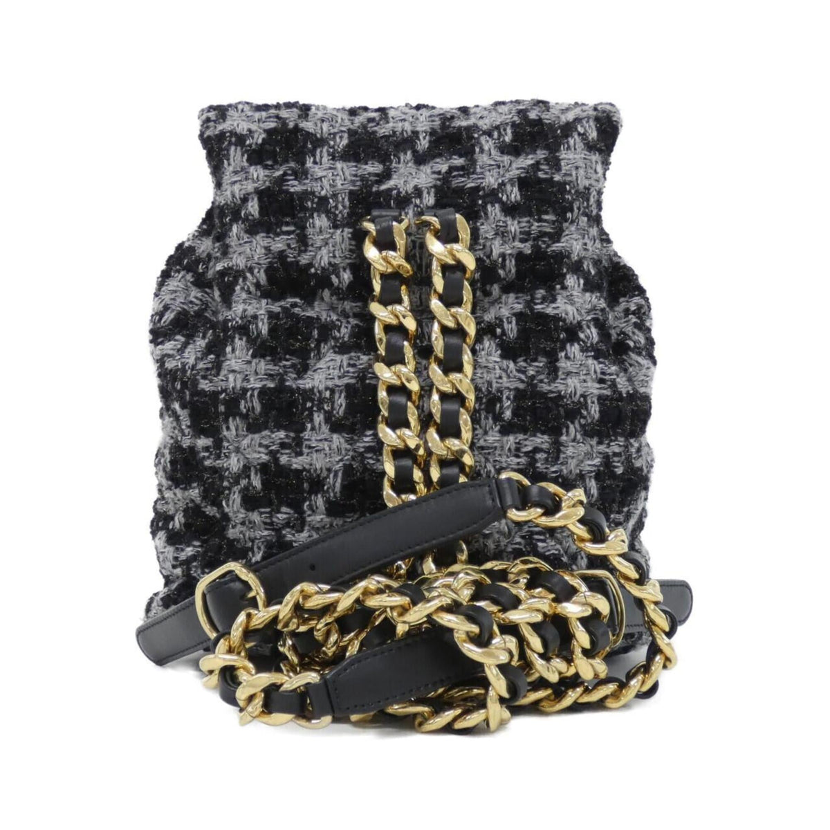 Chanel Black Gray Wool Tweed Backpack (Pre-Owned)