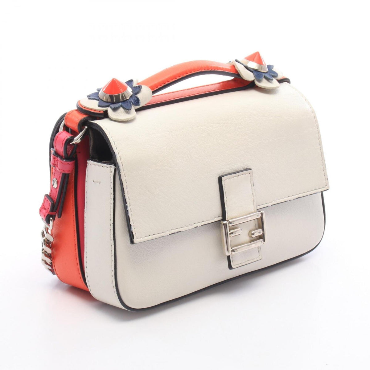 Fendi Multi-Color Pink White Leather Handbag (Pre-Owned)