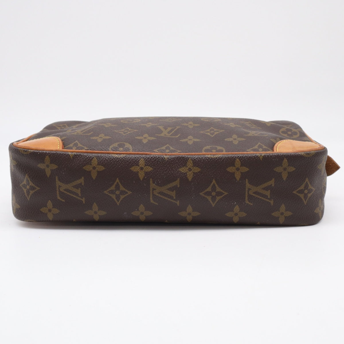 Louis Vuitton Monogram Beige Brown Coated Canvas Leather Clutch Bag (Pre-Owned)