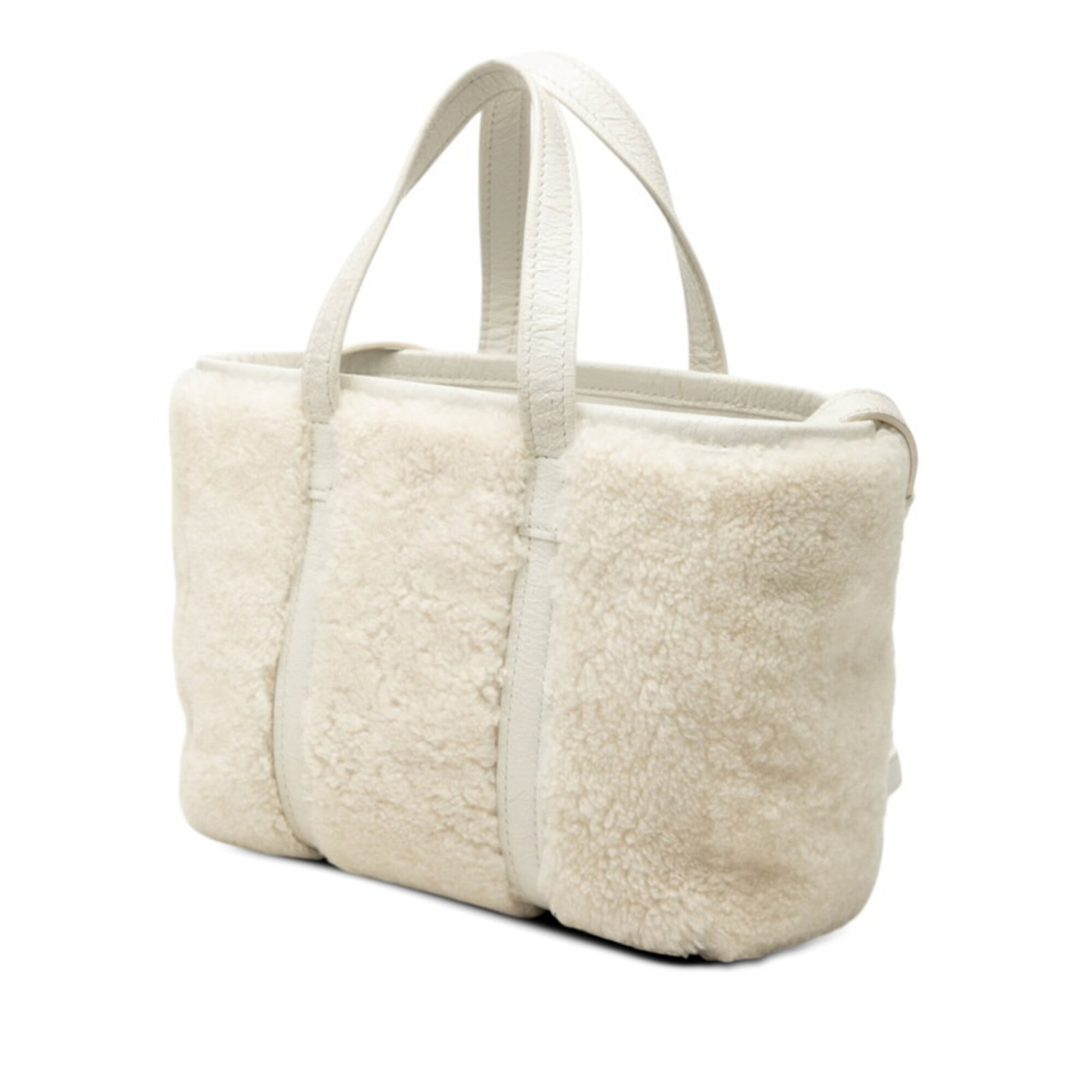 Balenciaga White Leather Handbag Shoulder Bag Tote Bag (Pre-Owned)