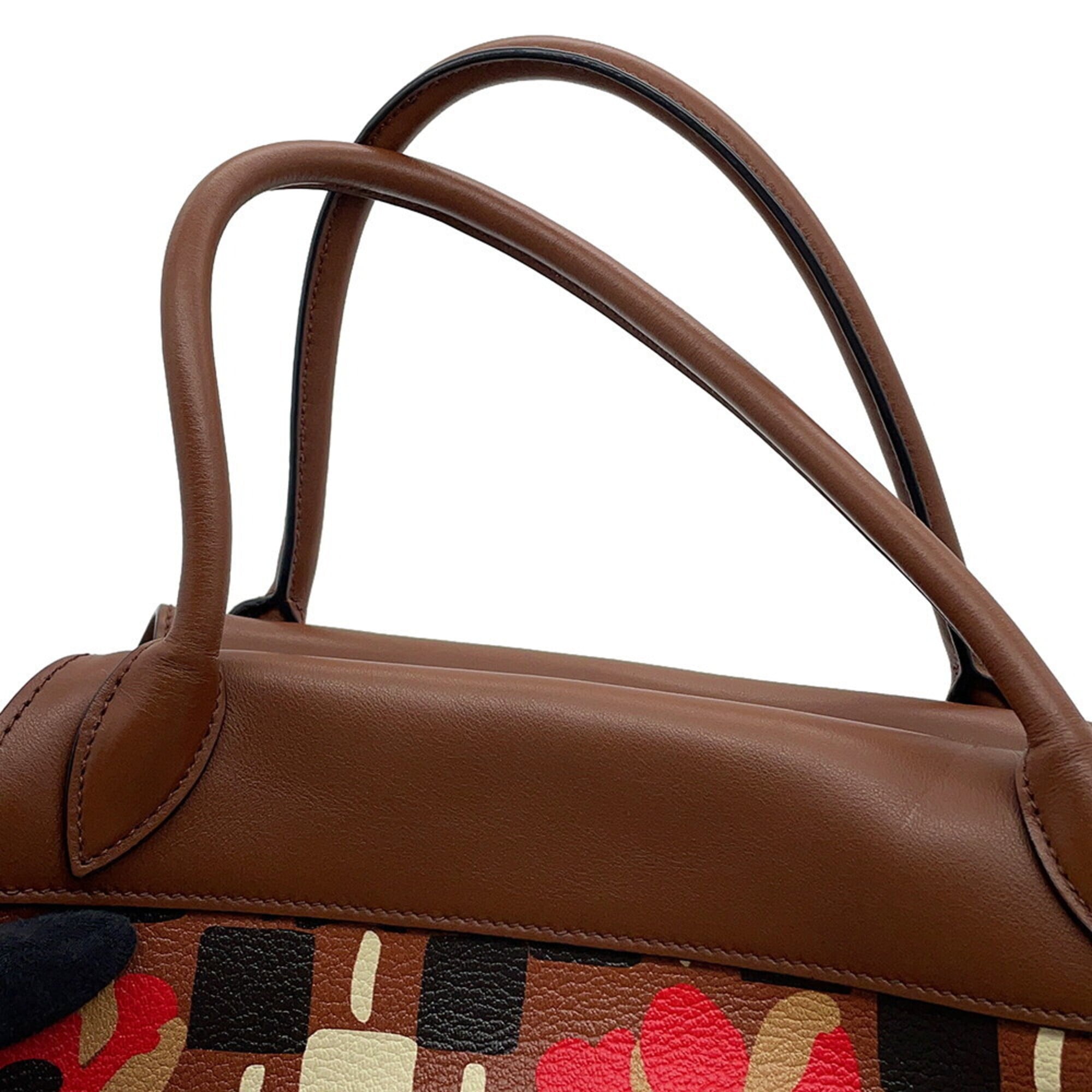 Prada Brown Multi-Color Pvc Leather Handbag Shoulder Bag (Pre-Owned)