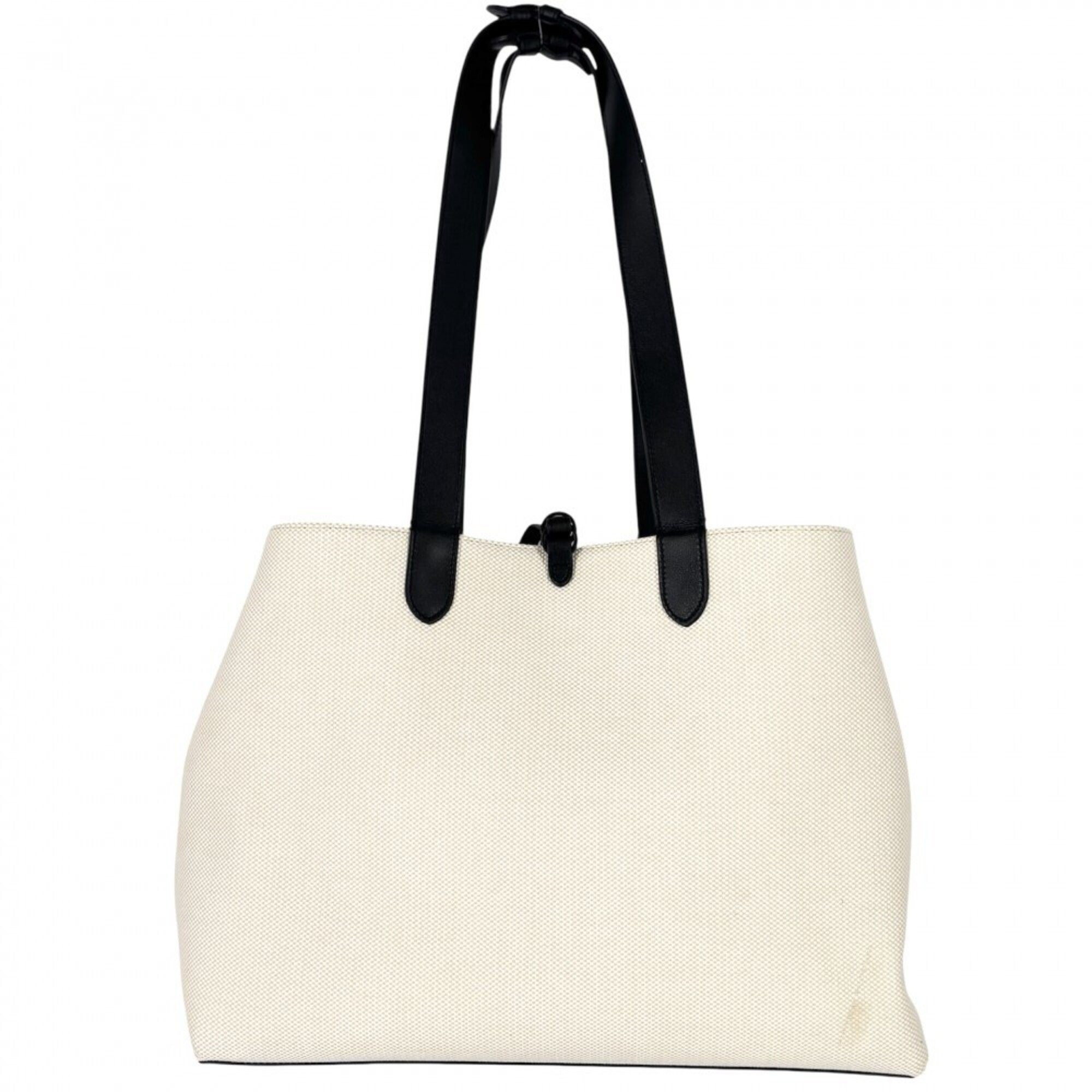 Christian Dior Black Ivory Canvas Leather Handbag Tote Bag (Pre-Owned)