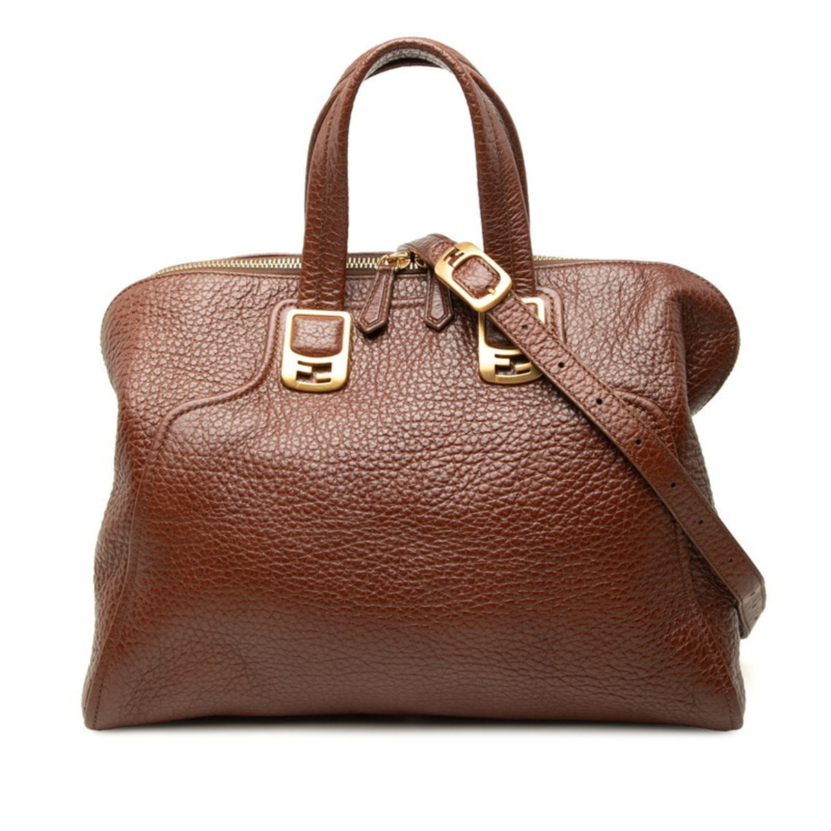 Fendi Chameleon Brown Leather Handbag Shoulder Bag (Pre-Owned)