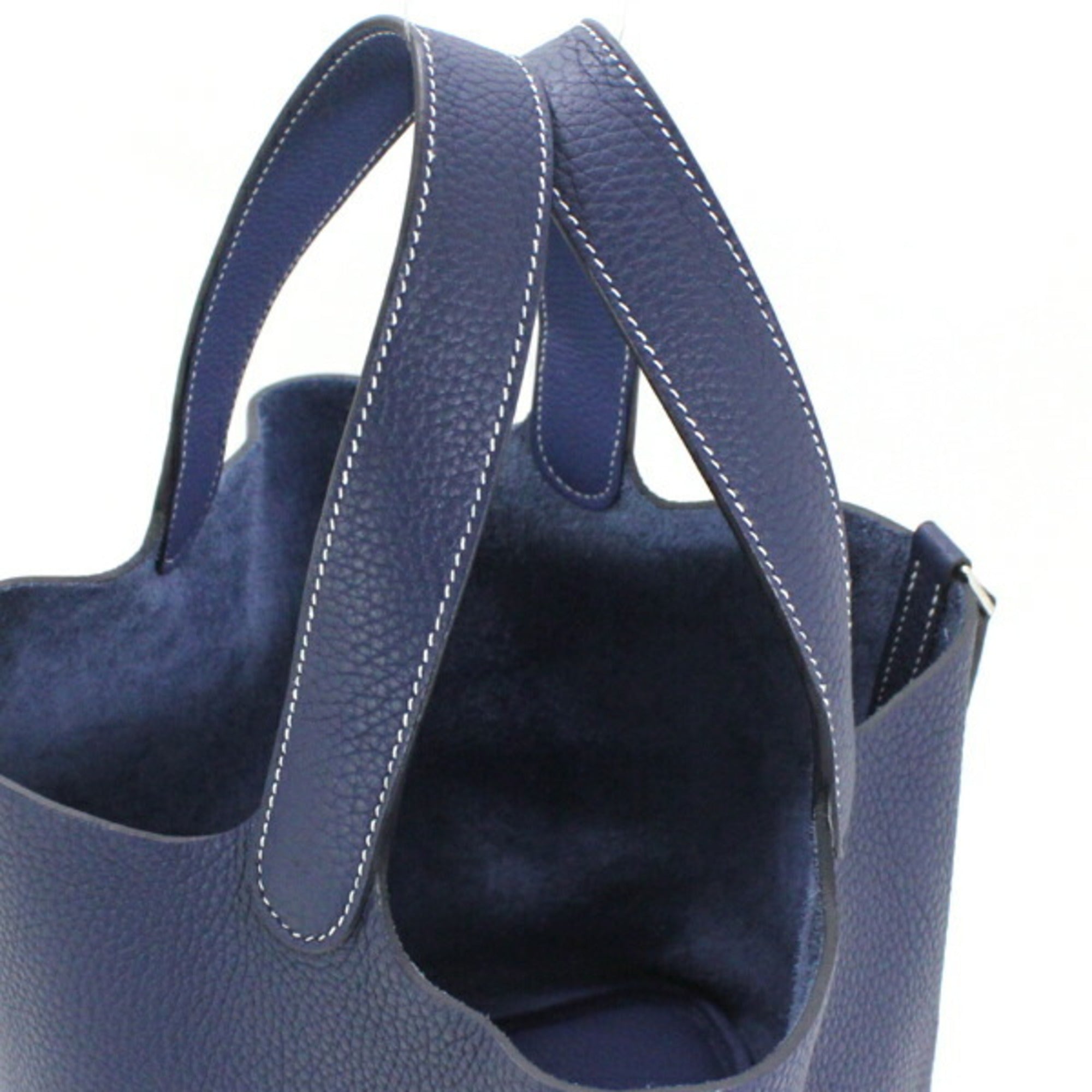 Hermes Bleu Saphir Taurillon Clemence Leather Handbag Tote Bag (Pre-Owned)
