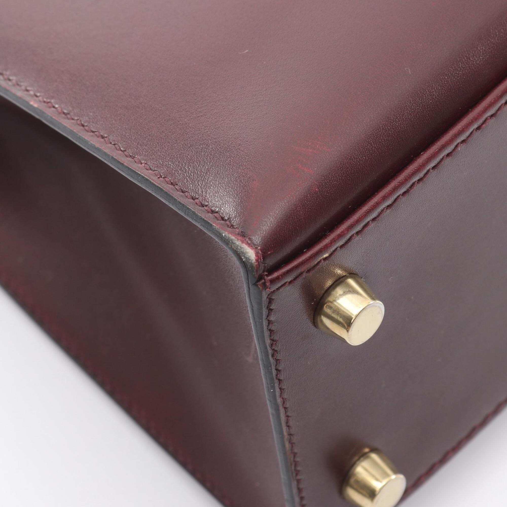 Hermes Bordeaux Rouge H Leather Handbag (Pre-Owned)