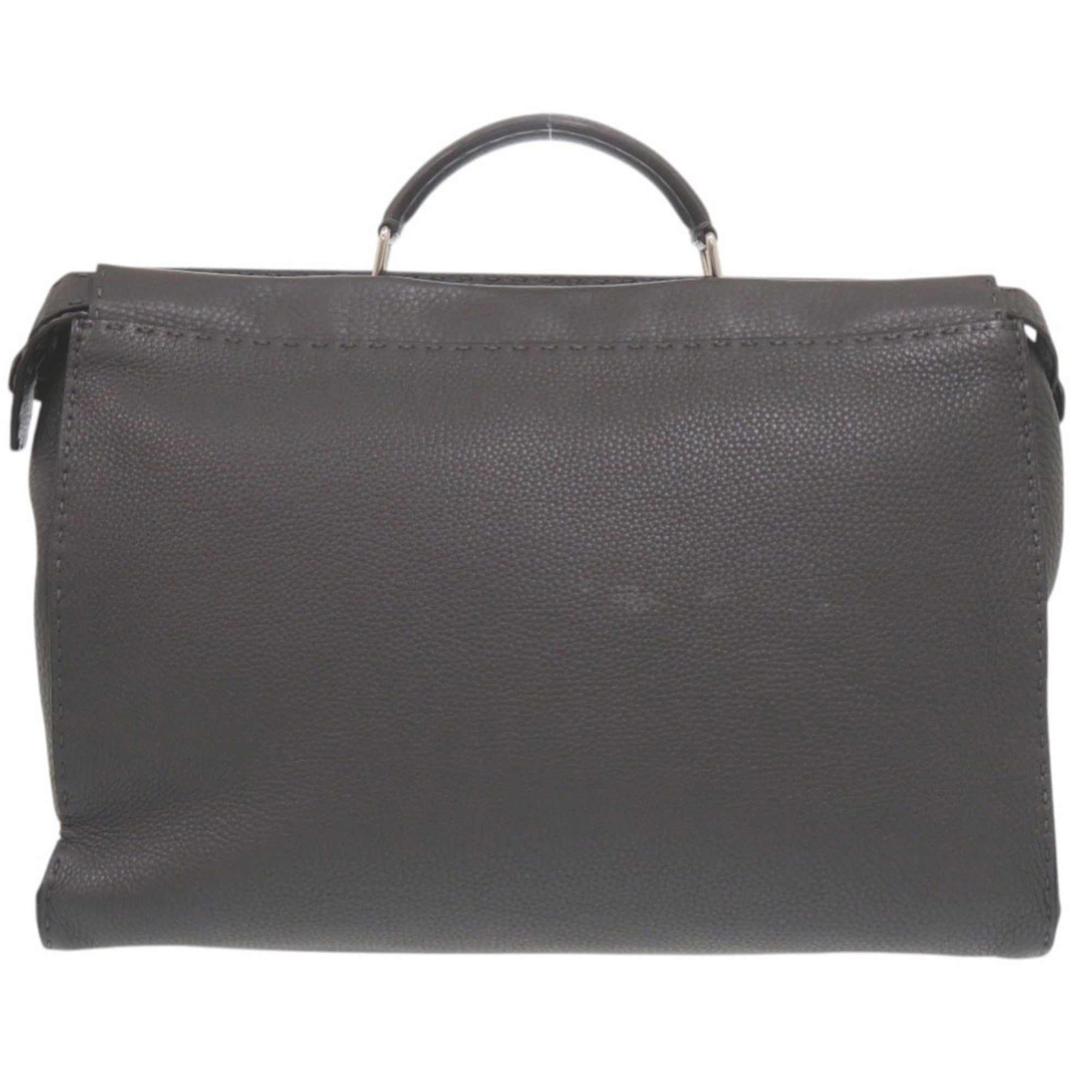 Fendi Gray Leather Handbag (Pre-Owned)