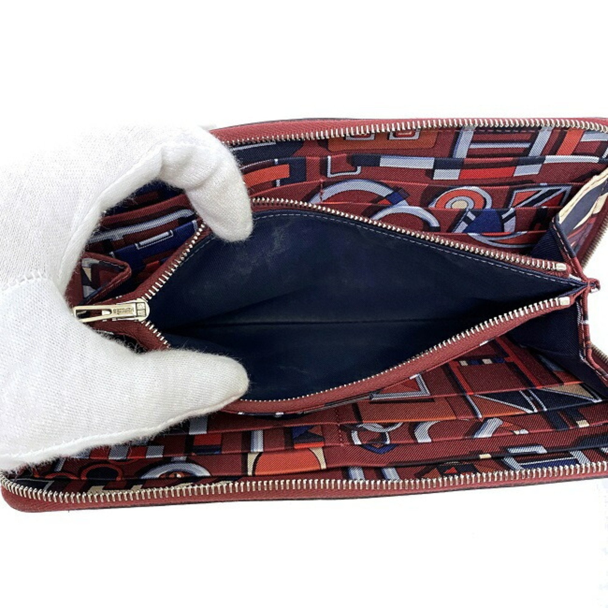 Hermes Azap Bordeaux Rouge Grenat Leather Epsom Leather Long Wallet (Bi-Fold) (Pre-Owned)