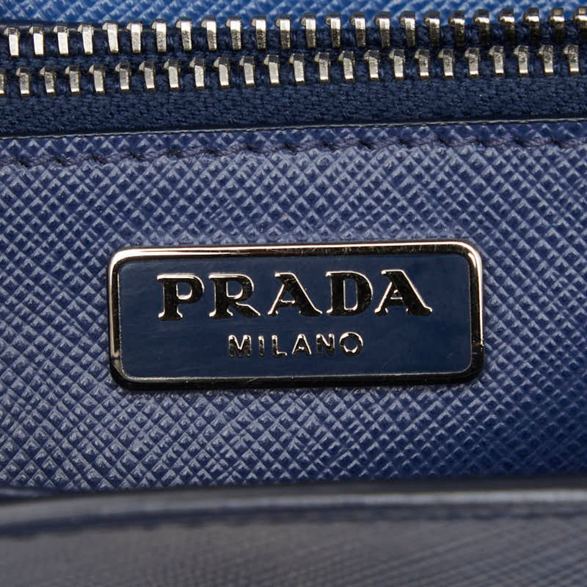 Prada Blue Navy Leather Shoulder Bag (Pre-Owned)