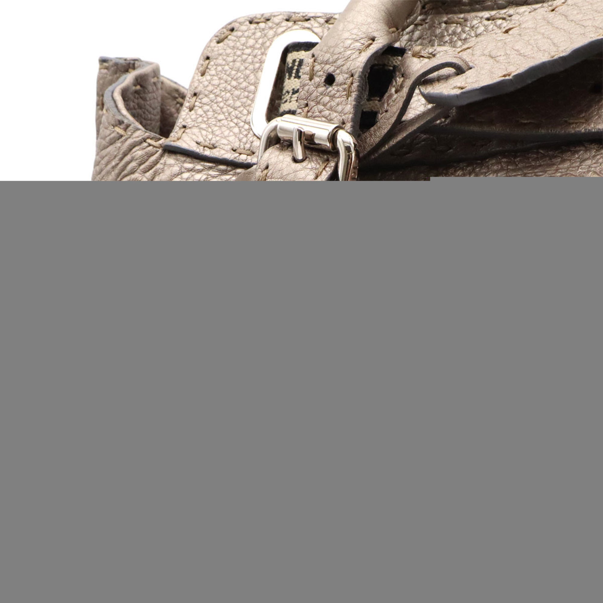 Fendi Selleria Grayish Leather Handbag (Pre-Owned)