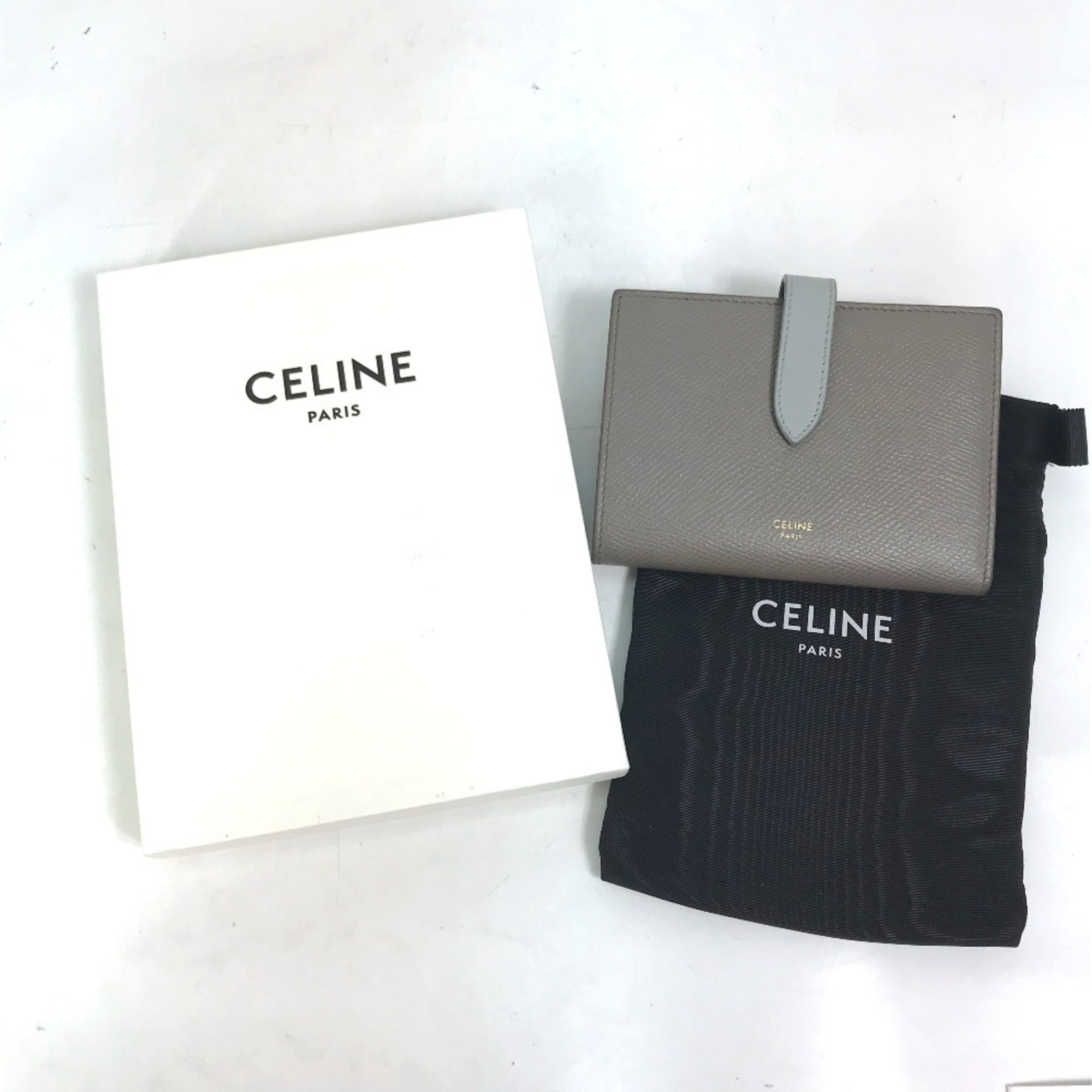 Celine Gray Light Blue Leather Coin Purse/Coin Case (Pre-Owned)