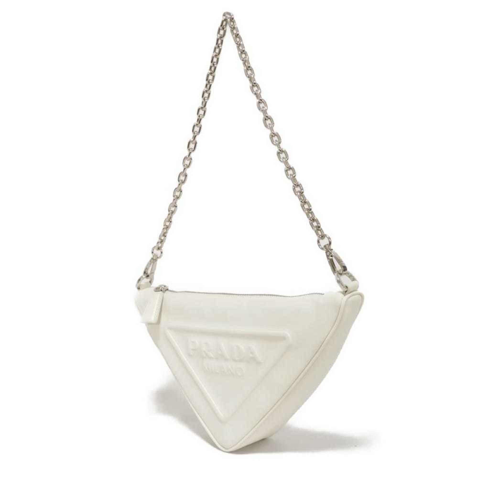 Prada Bianco White Leather Shoulder Bag (Pre-Owned)