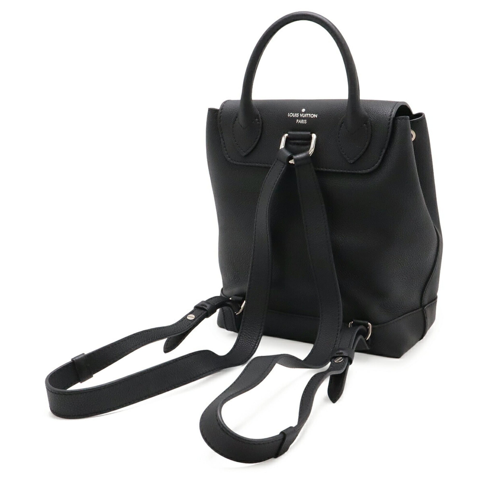 Louis Vuitton Black Noir Leather Backpack (Pre-Owned)