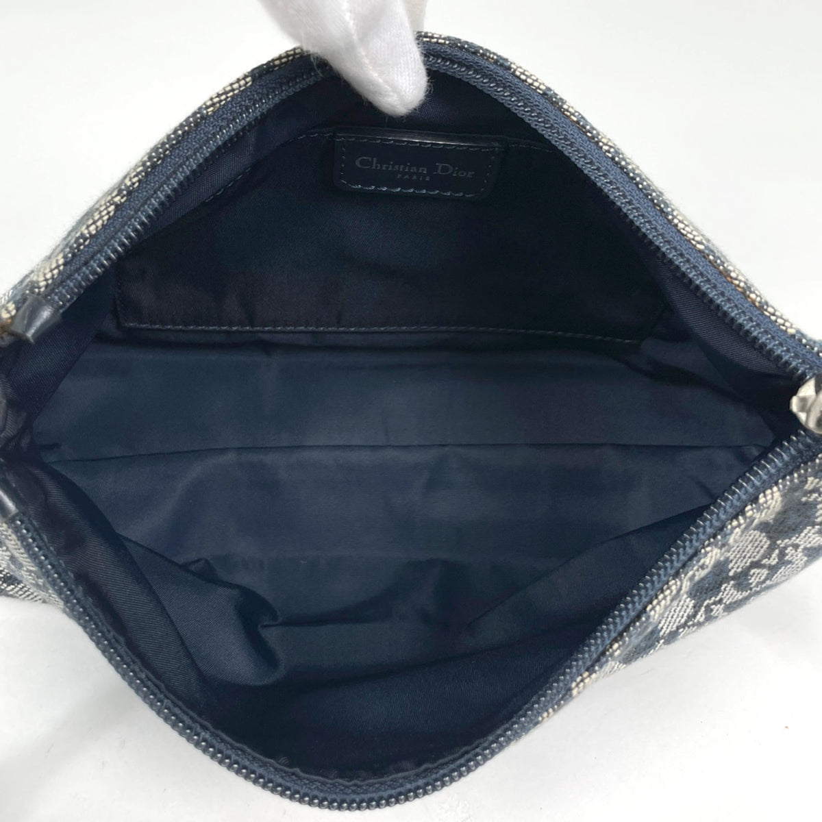 Christian Dior Trotter Navy Canvas Leather Shoulder Bag (Pre-Owned)