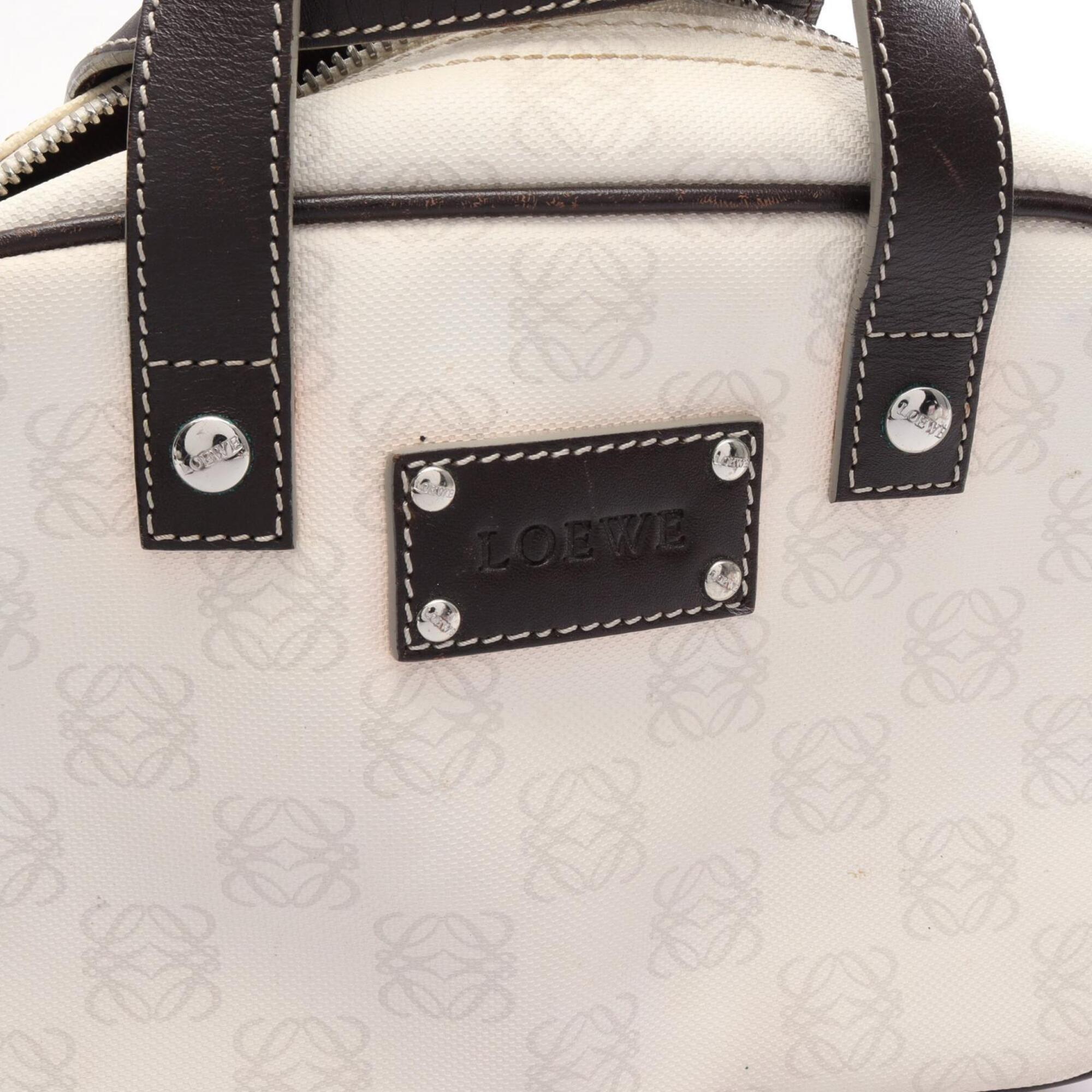Loewe Brown White Coated Canvas Leather Handbag (Pre-Owned)