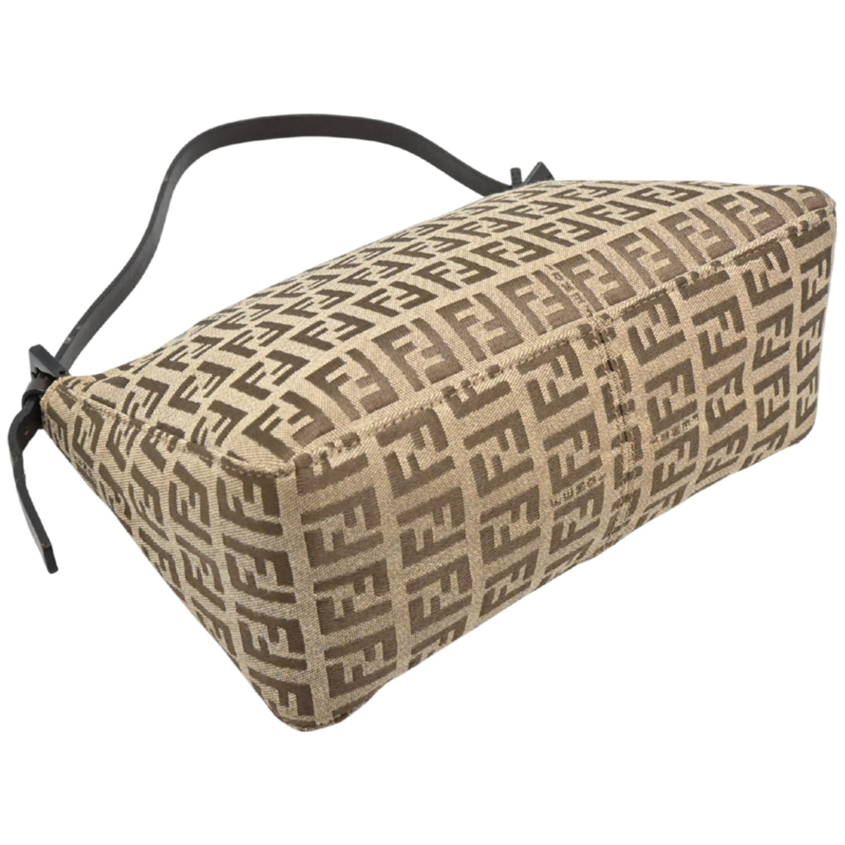 Fendi Beige Brown Canvas Leather Handbag (Pre-Owned)