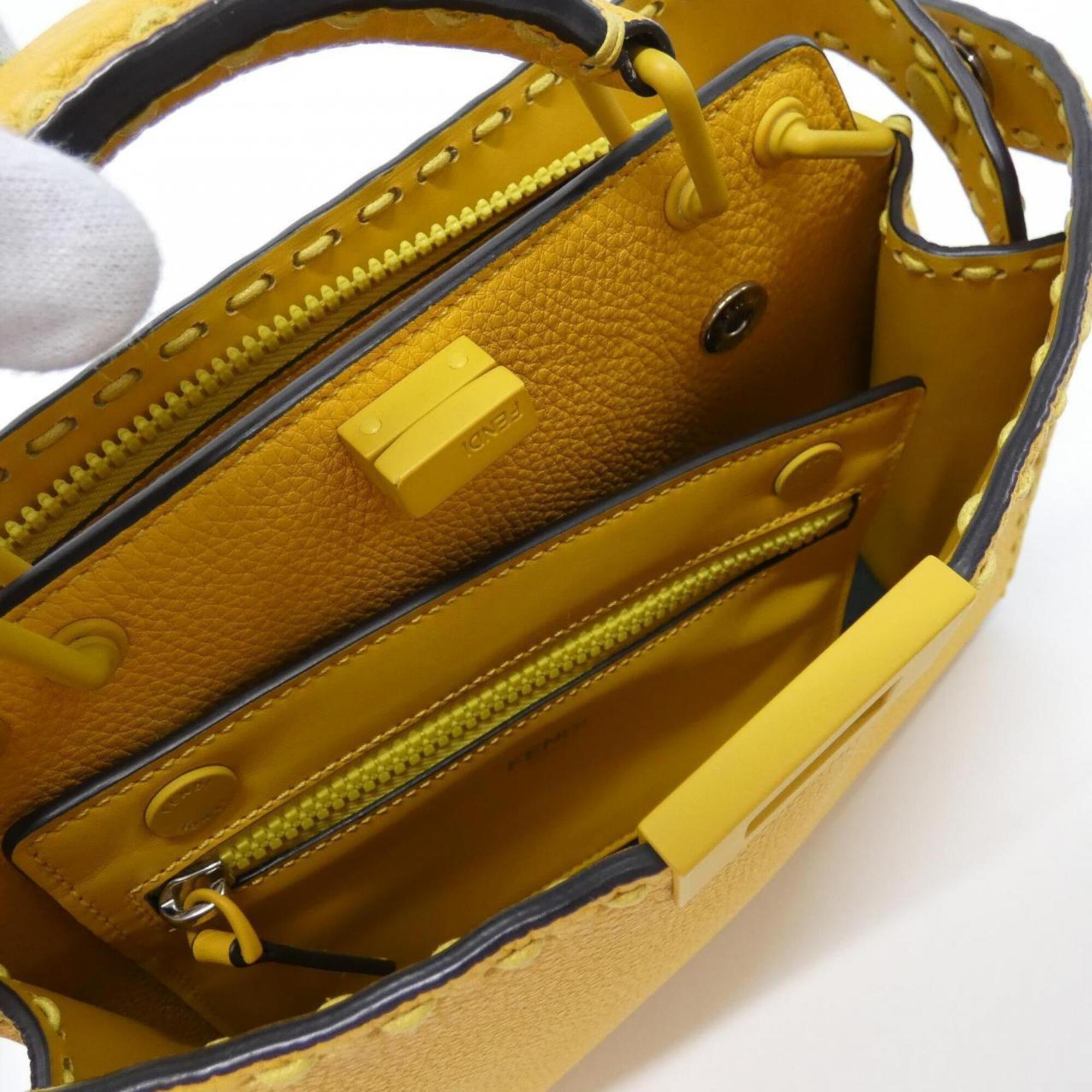 Fendi Yellow Leather Handbag Pouch (Pre-Owned)