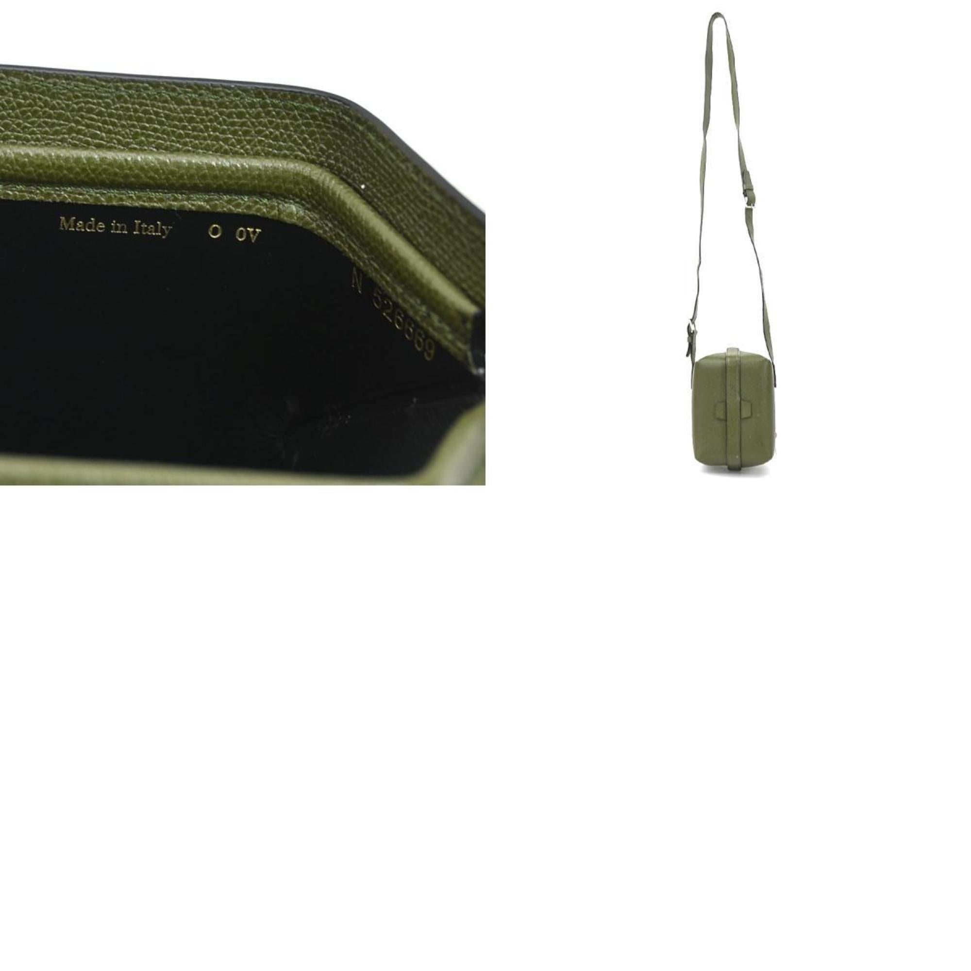 Valextra Khaki Leather Shoulder Bag (Pre-Owned)