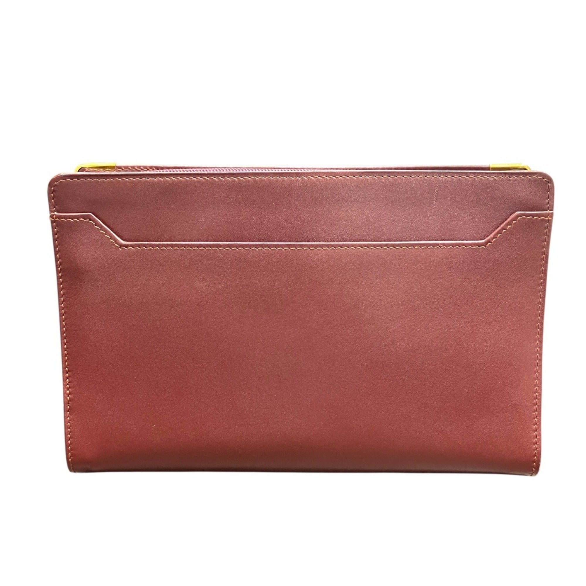 Cartier Must Bordeaux Leather Clutch Bag (Pre-Owned)