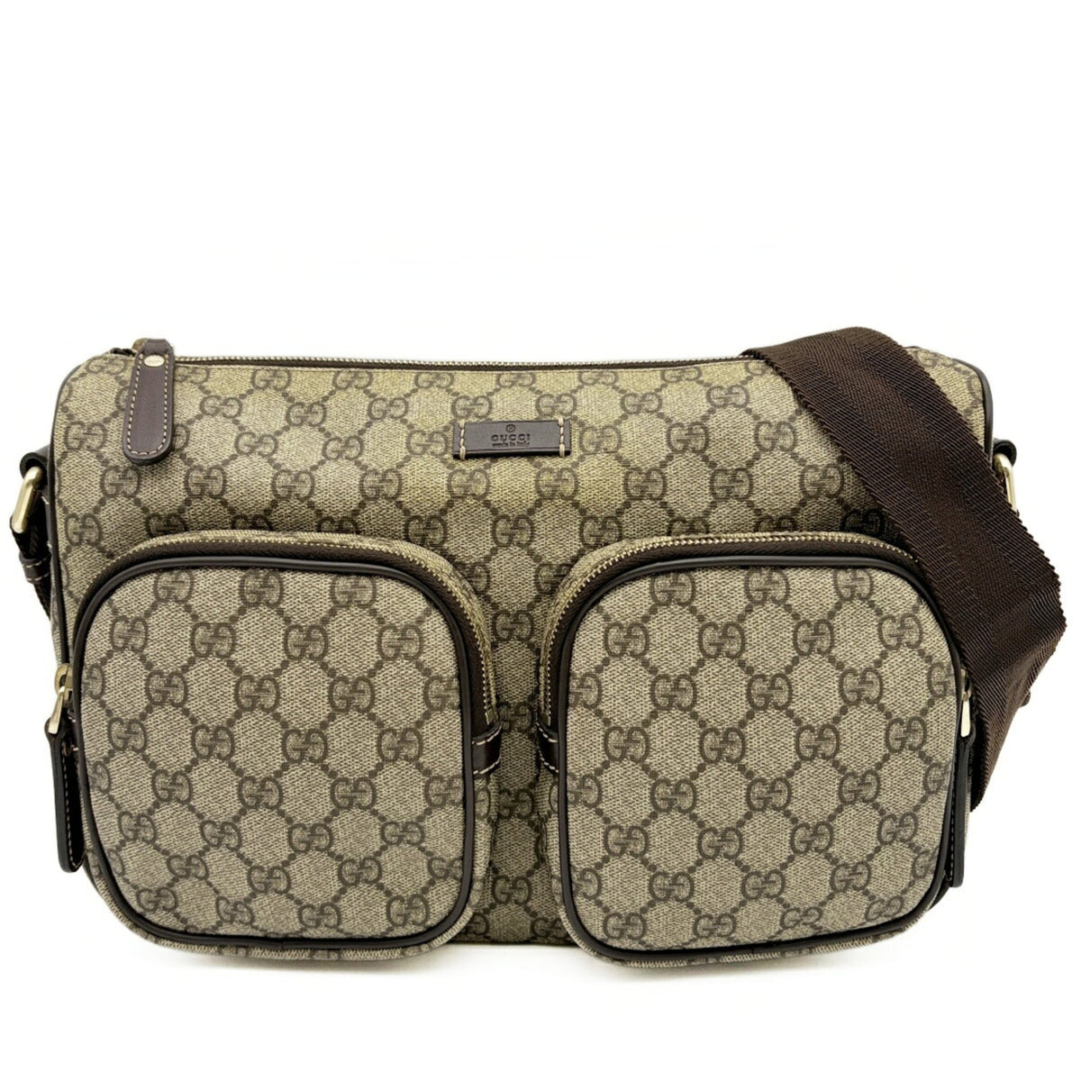 Gucci Beige Dark Brown Pvc Leather Shoulder Bag (Pre-Owned)