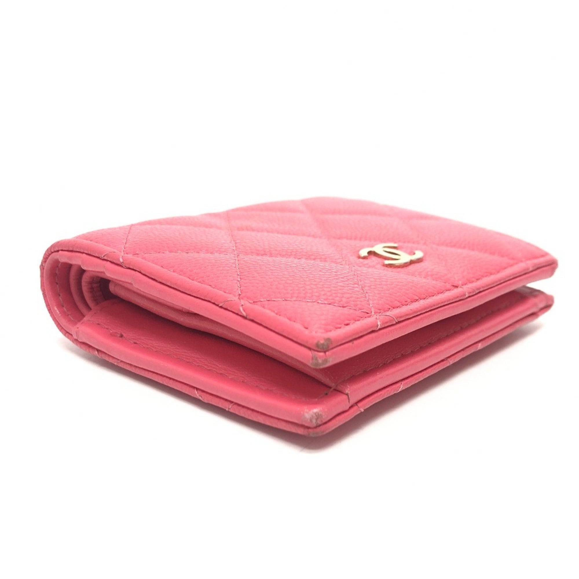 Chanel Pink Grained Calfskin Wallet (Bi-Fold) (Pre-Owned)