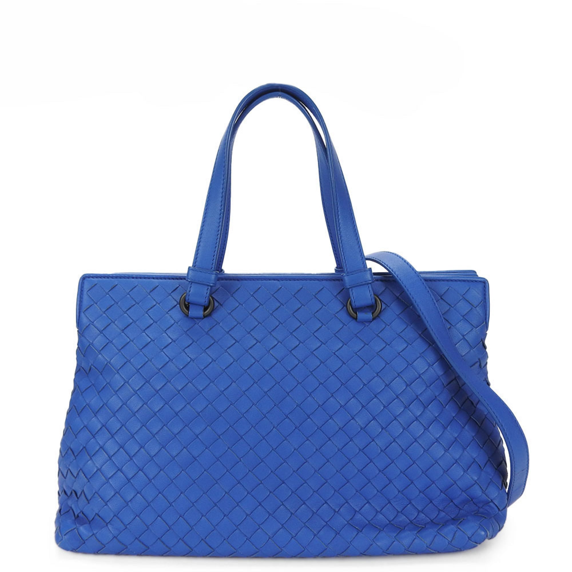 Bottega Veneta Intrecciato Blue Intrecciato Handbag (Pre-Owned)