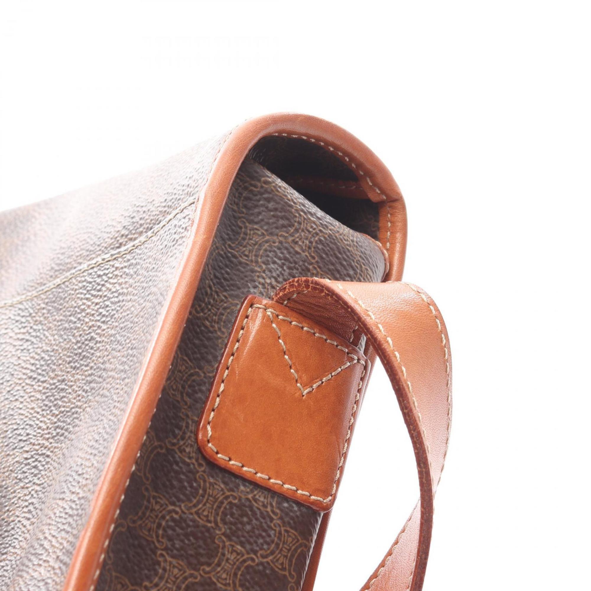 Celine Brown Coated Canvas Leather Shoulder Bag (Pre-Owned)