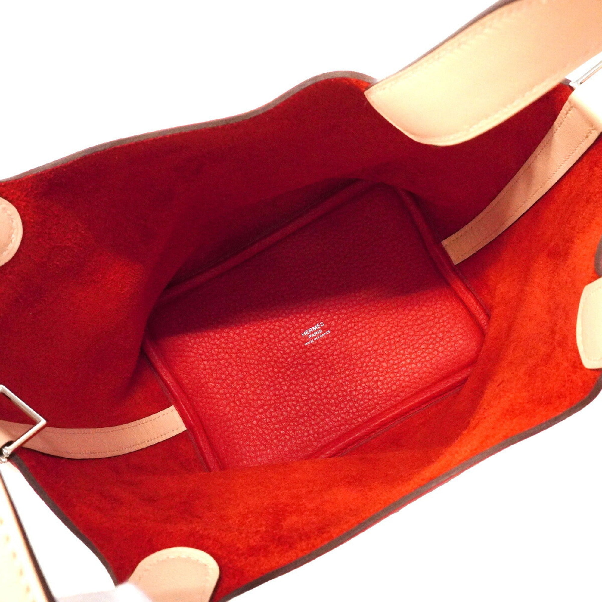Hermes Rose Eglantine Taurillon Clemence Leather Swift Leather Handbag (Pre-Owned)