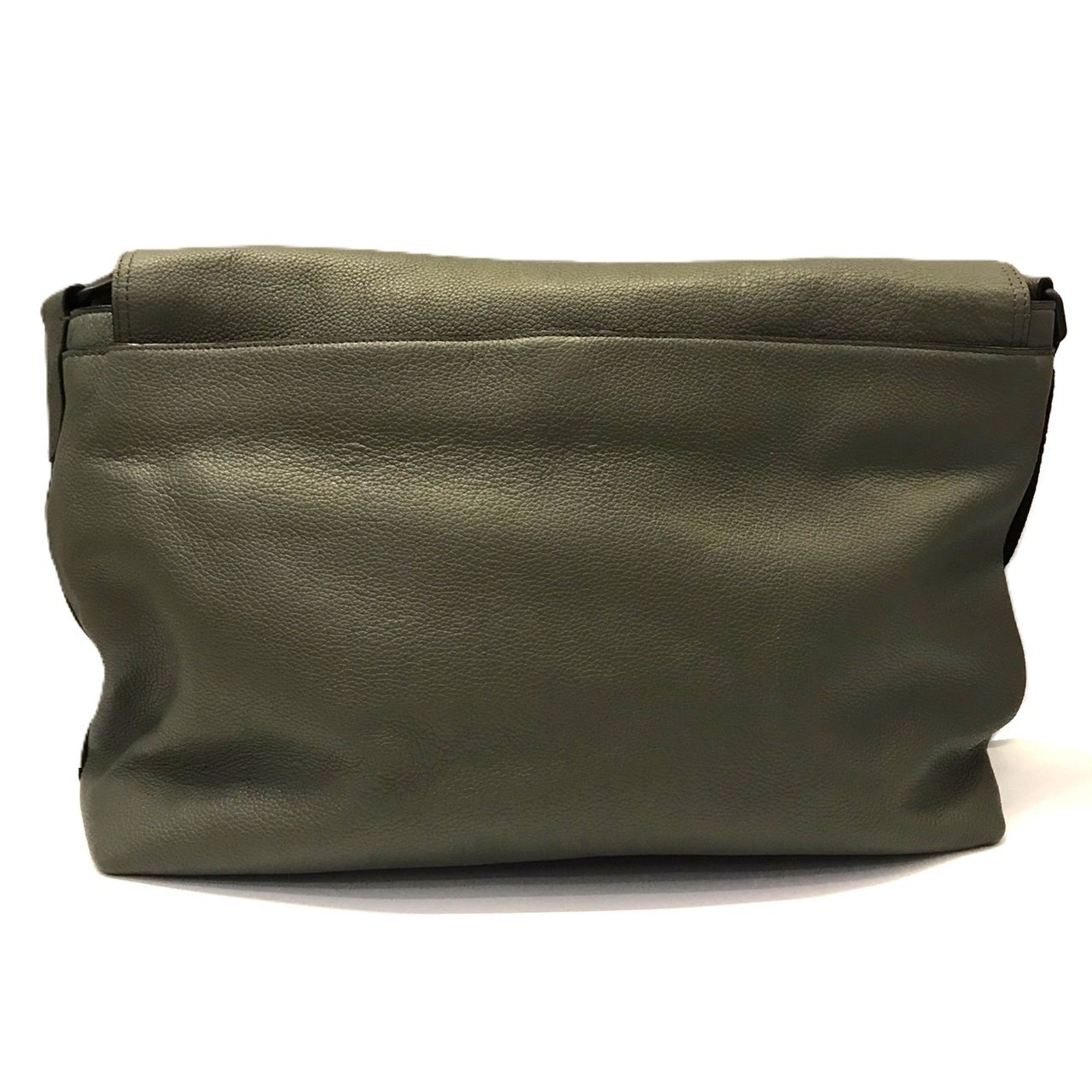 Coach Green Khaki Leather Shoulder Bag (Pre-Owned)