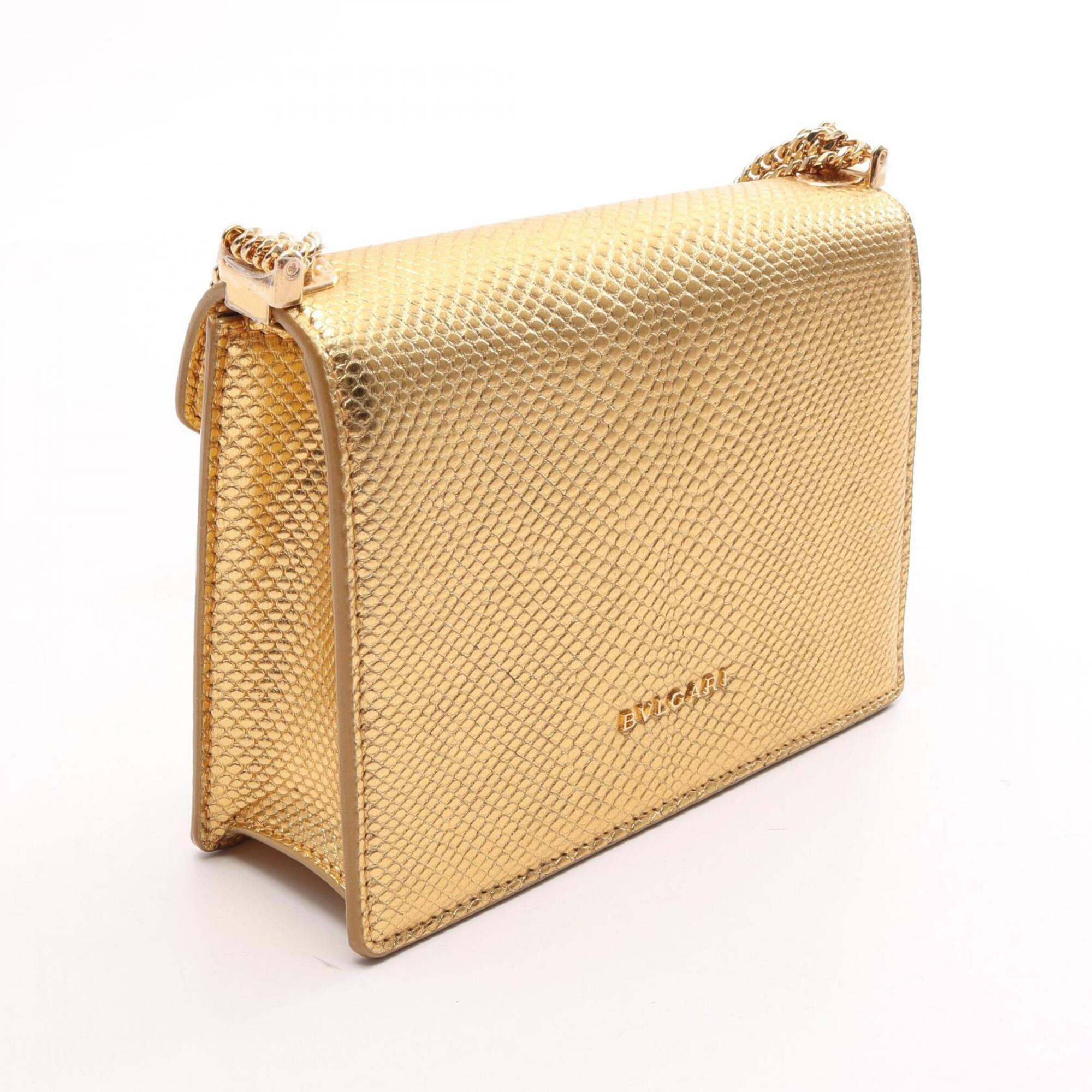 Bvlgari Gold Leather Handbag Shoulder Bag (Pre-Owned)