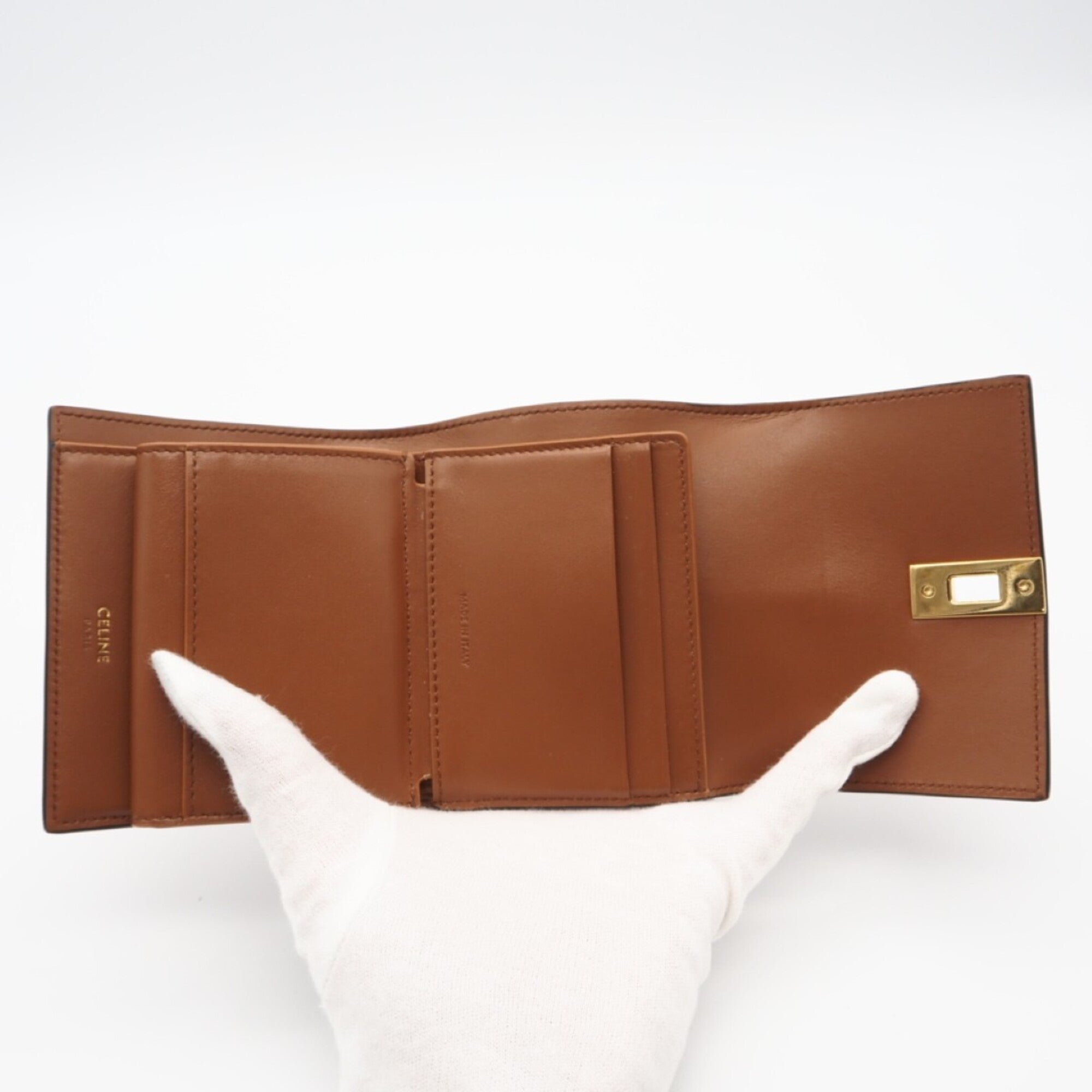 Celine Brown Leather Wallet (Tri-Fold) (Pre-Owned)
