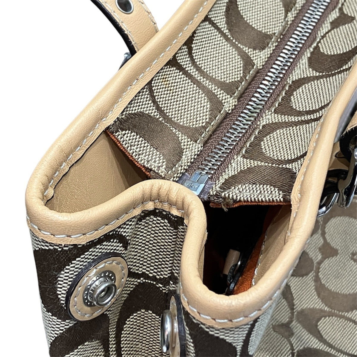 Coach Beige Signature Line Tote Bag (Pre-Owned)