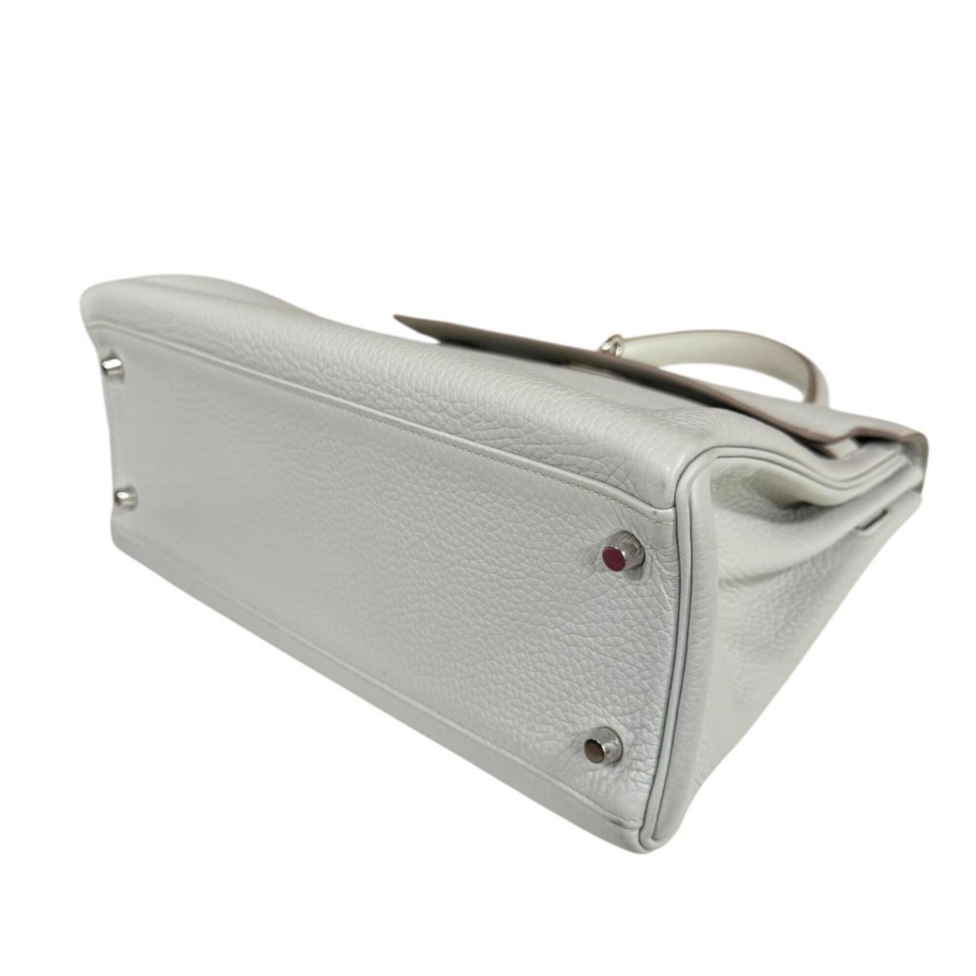 Hermes Gray Taurillon Clemence Leather Shoulder Bag (Pre-Owned)
