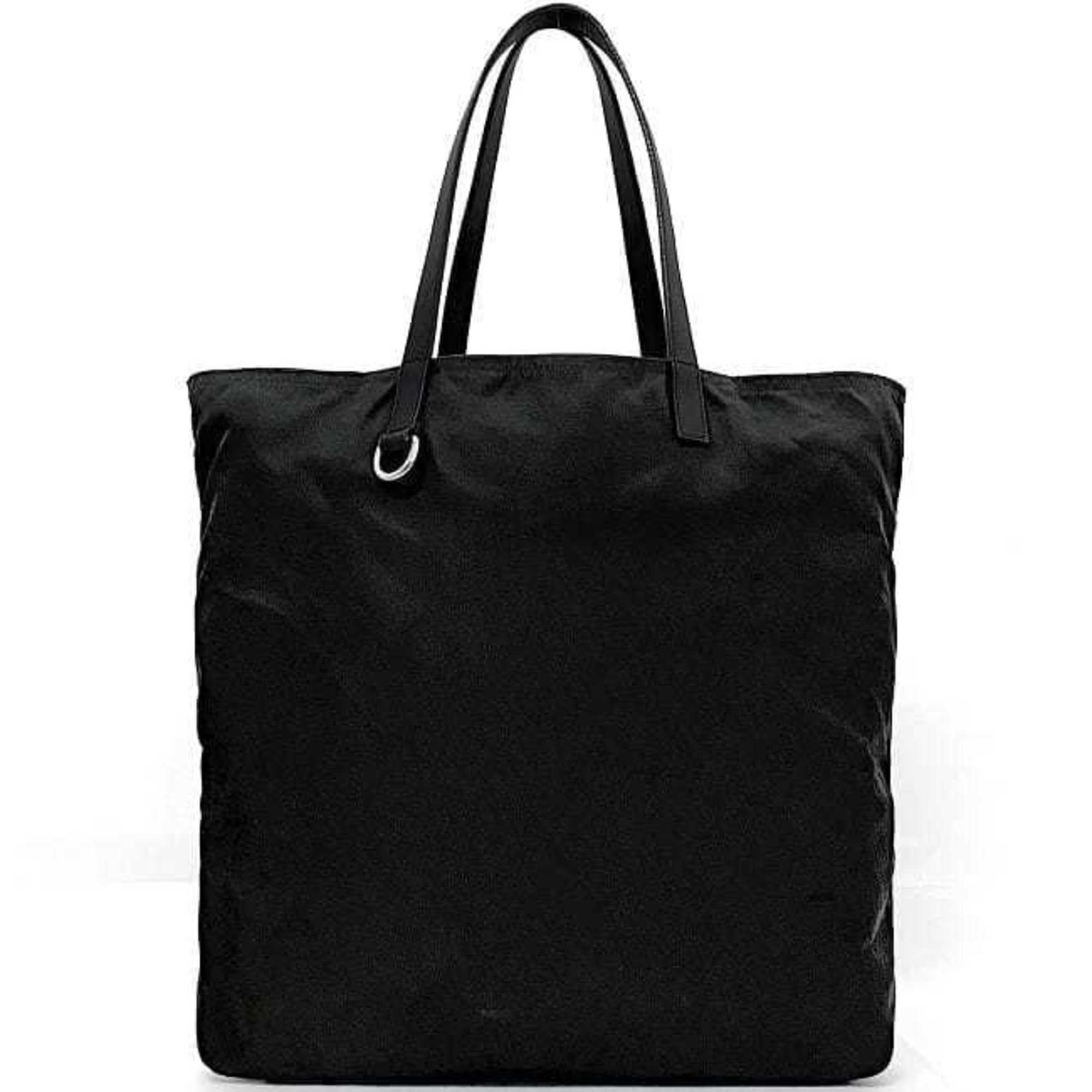 Prada Black Nero Nylon Leather Tote Bag (Pre-Owned)
