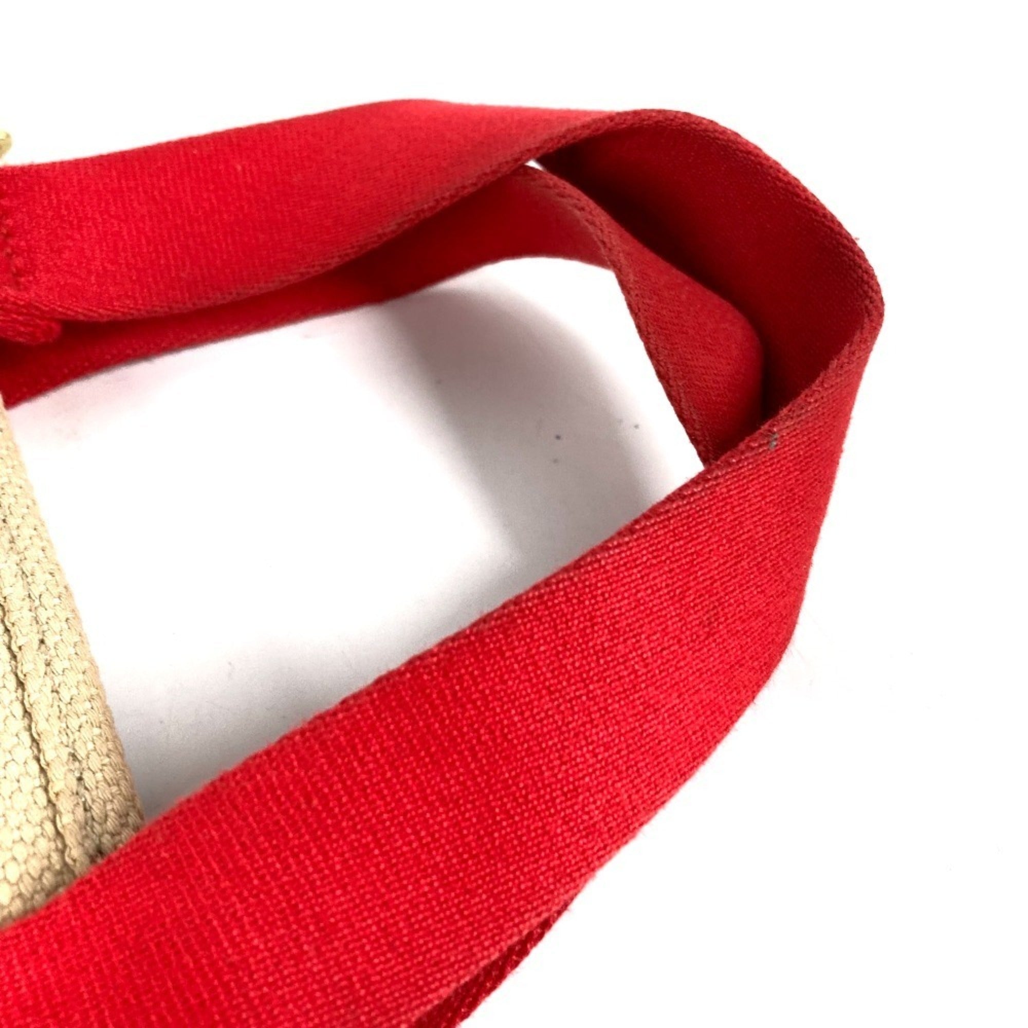 Louis Vuitton Beige Red Color Canvas Handbag Tote Bag (Pre-Owned)