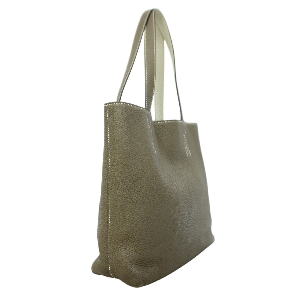 Hermes Etoupe Gray Taurillon Clemence Leather Tote Bag (Pre-Owned)