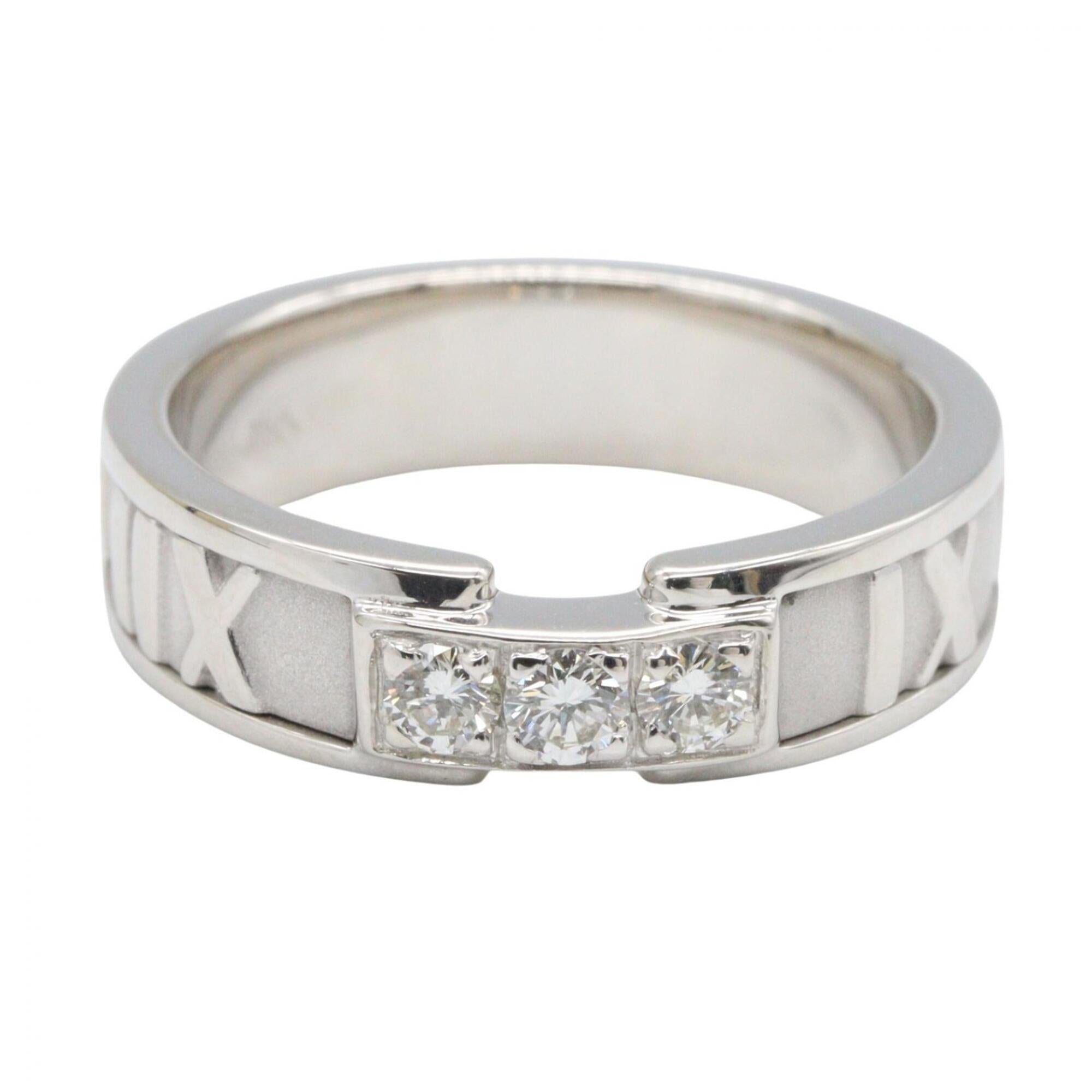 Tiffany Silver Clear White Gold (18K) Band Ring (Pre-Owned)