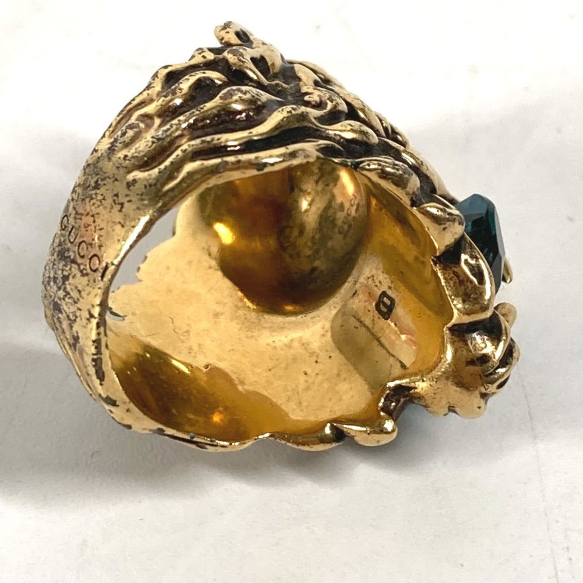 Gucci Gold Light Blue Metal Band Ring (Pre-Owned)