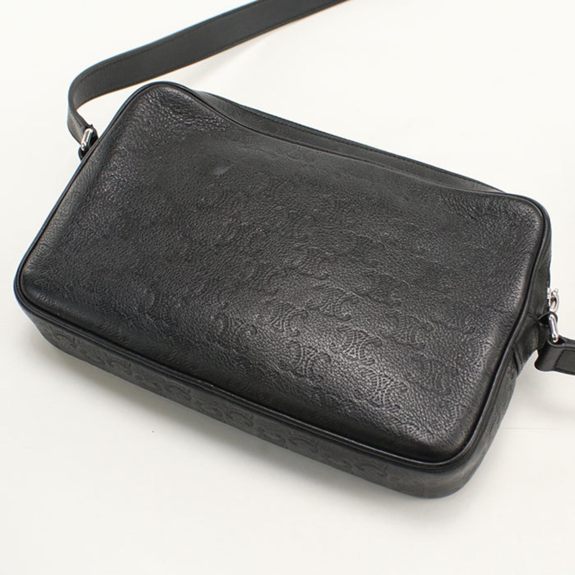 Celine Black Leather Messenger Bag Shoulder Bag (Pre-Owned)