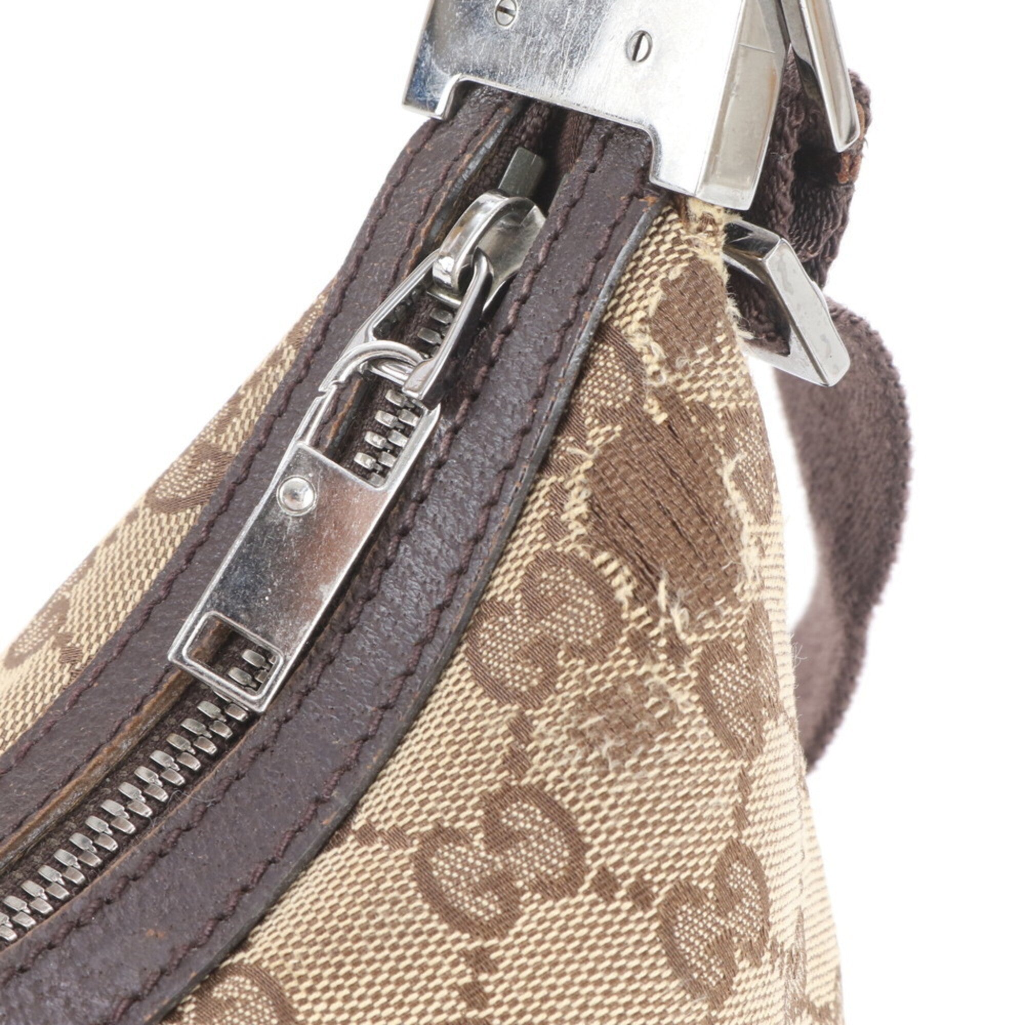 Gucci Beige Brown Canvas Leather Handbag Shoulder Bag Tote Bag (Pre-Owned)