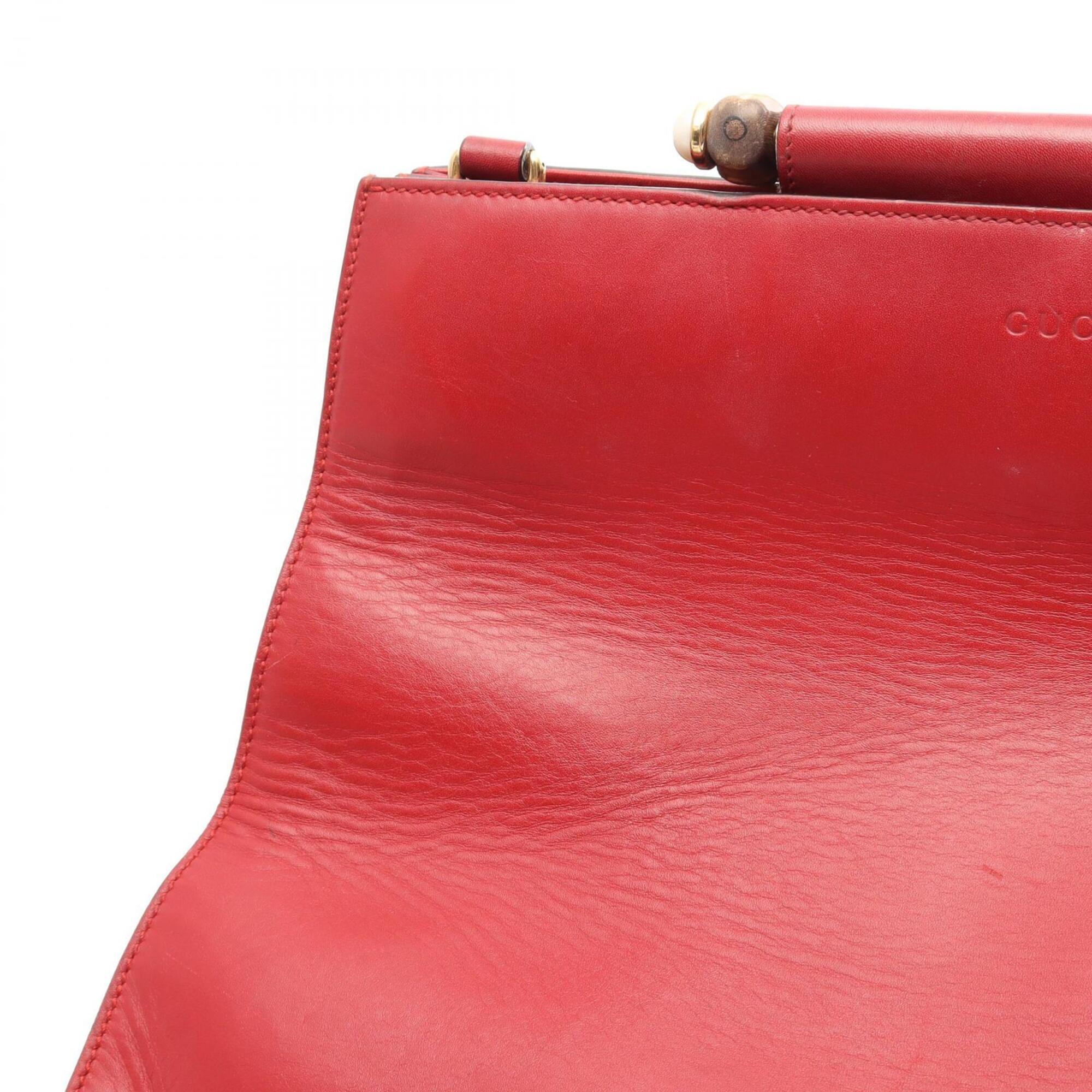 Gucci Red Color Leather Handbag (Pre-Owned)