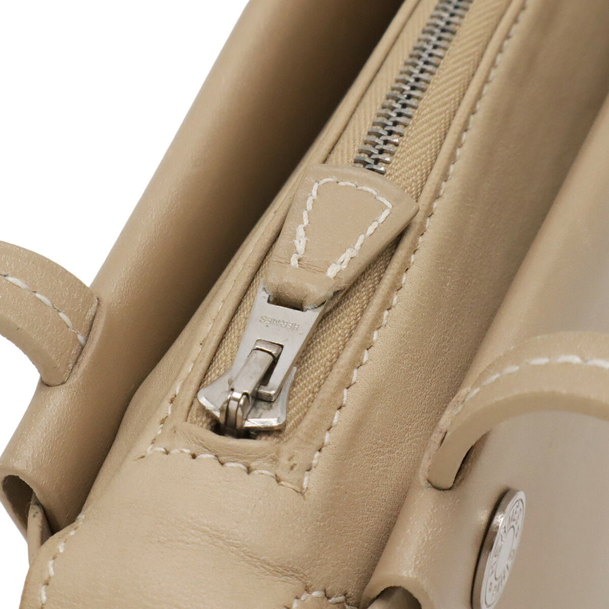 Hermes Beige Leather Shoulder Bag Tote Bag (Pre-Owned)