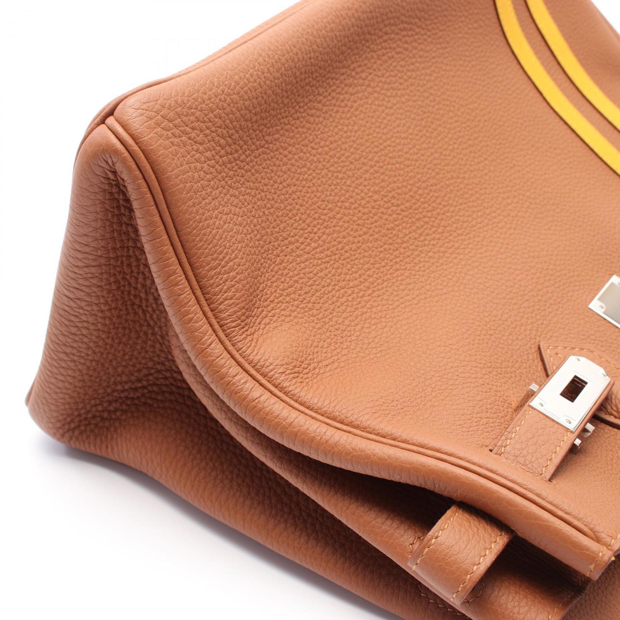 Hermes Brown Gold Yellow Togo Leather Swift Leather Handbag (Pre-Owned)